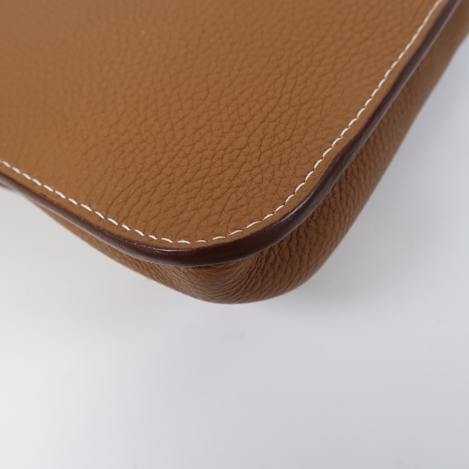 HERMES Togo皮革Steve Light Messenger銀扣肩背袋棕色