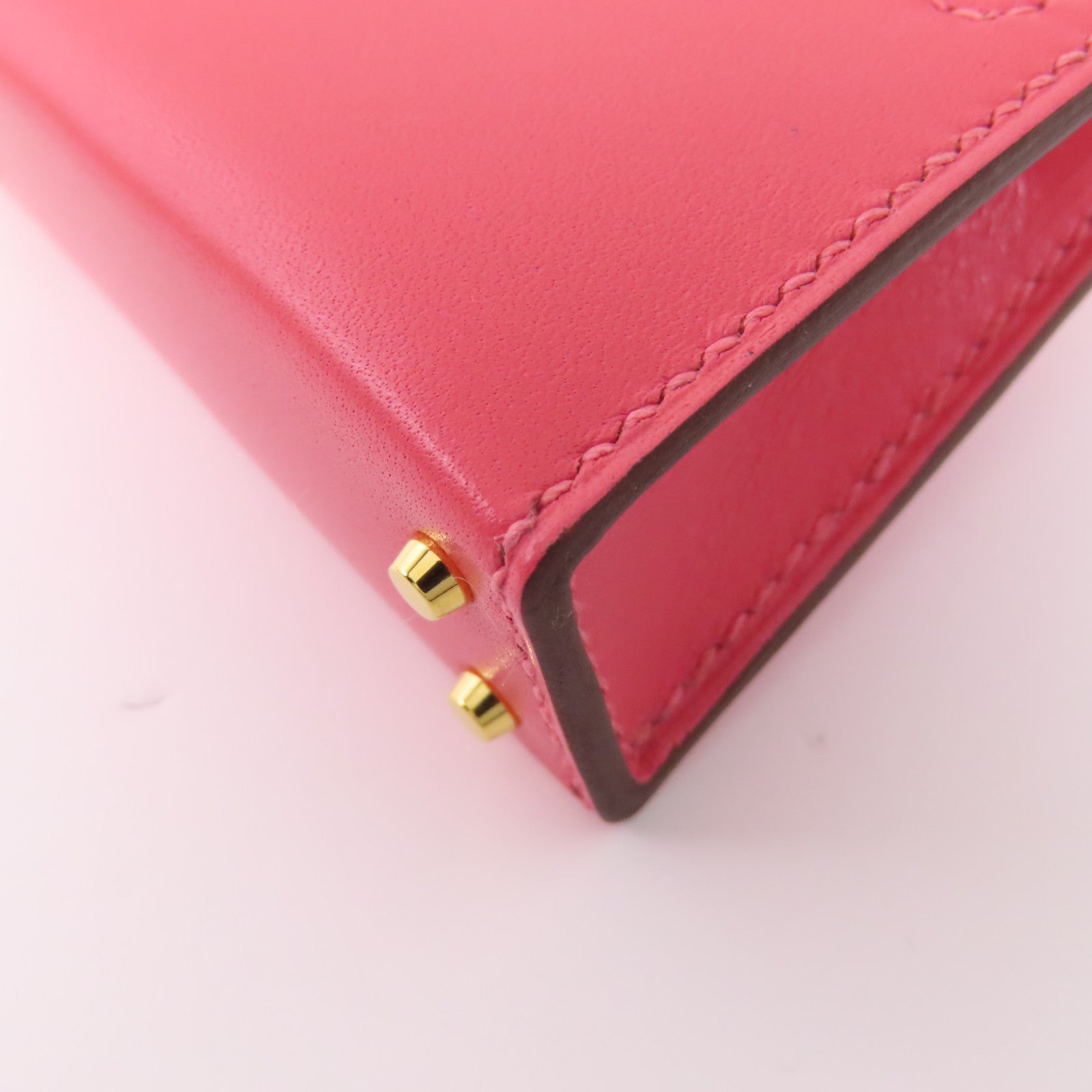 HERMES 【激減優惠】Tadelakt皮革Kelly Bag Charm金扣掛飾Rose Azalee