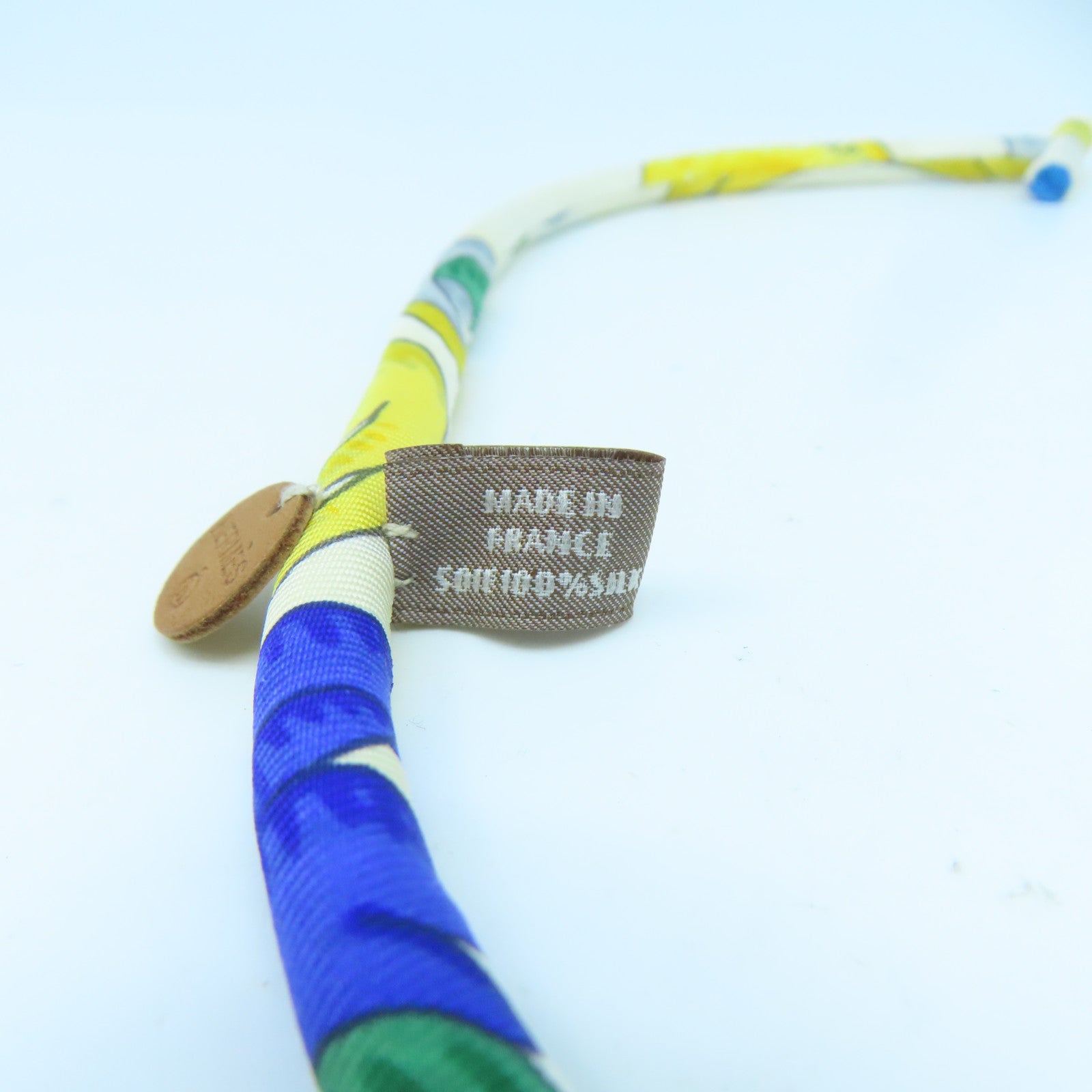 HERMES 【激減優惠】絲質Bracelet手鐲白色/藍色/黃色#16.5cm