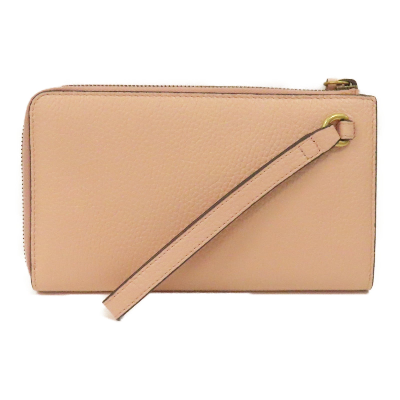 GUCCI 【激減優惠】牛皮皮革Blind For Lobe Wristlet Wallet金扣L形拉鍊長錢包粉紅色