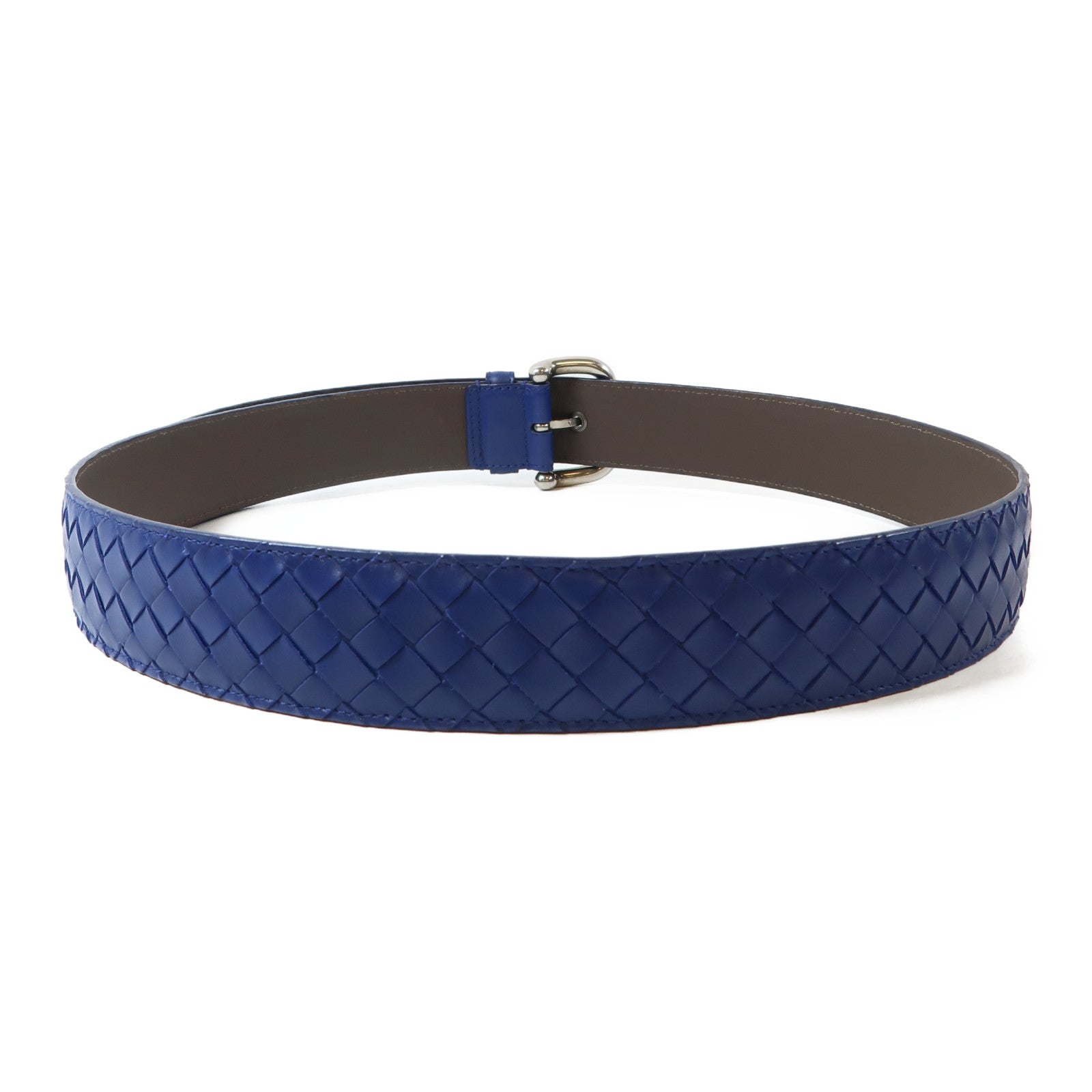 BOTTEGA VENETA 織紋皮革Belt銀扣皮帶藍色