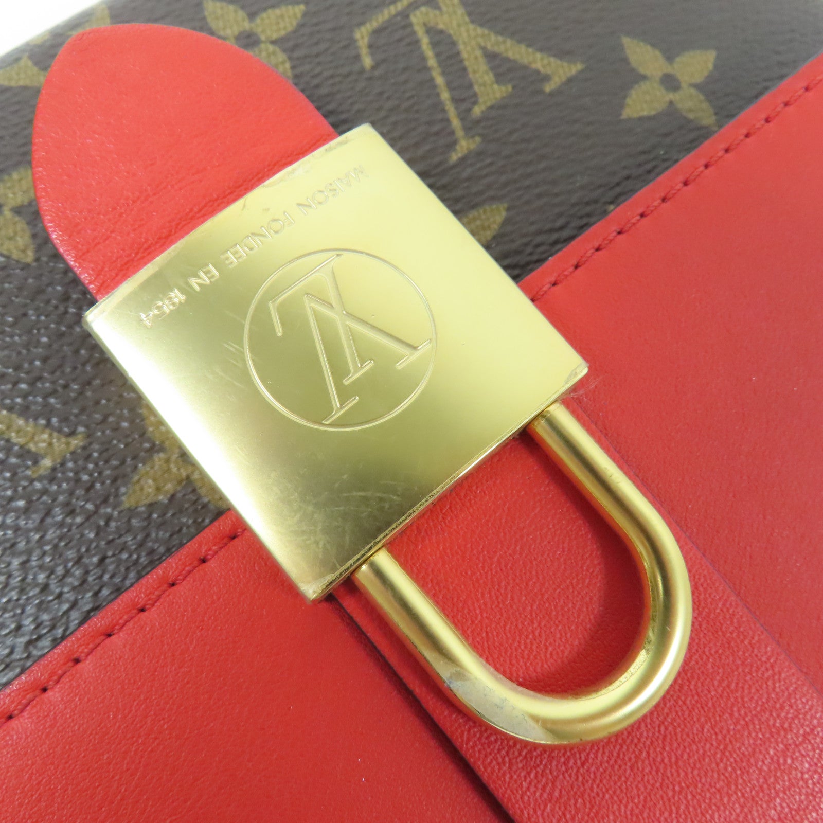 LOUIS VUITTON Monogram Locky BB 手挽肩背棕色/紅色
