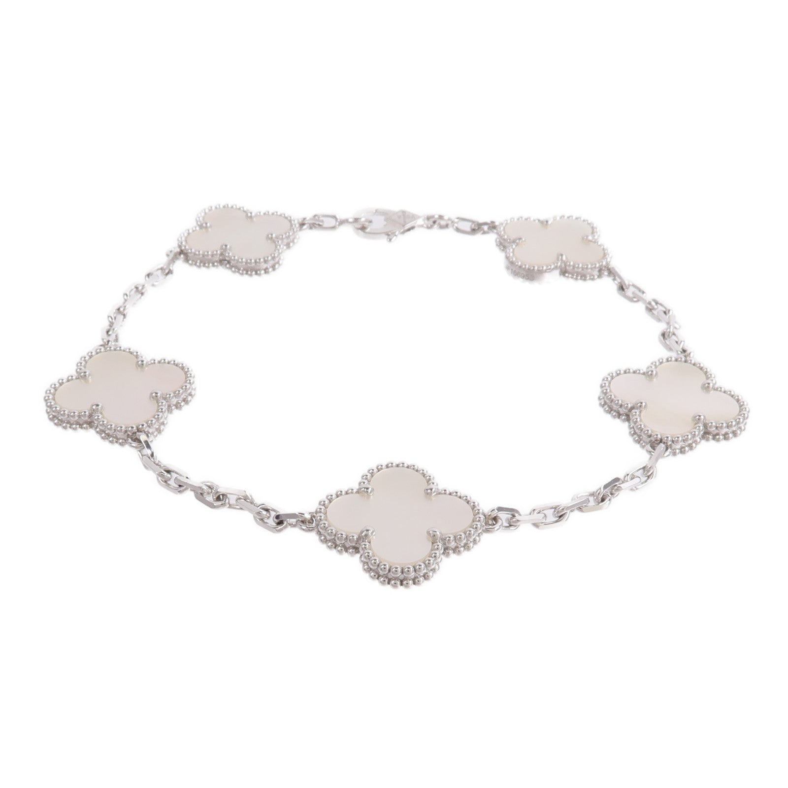 Van Cleef & Arpels 18K白金Vintage Alhambra Bracelet 5 Motifs珍珠母貝手鏈