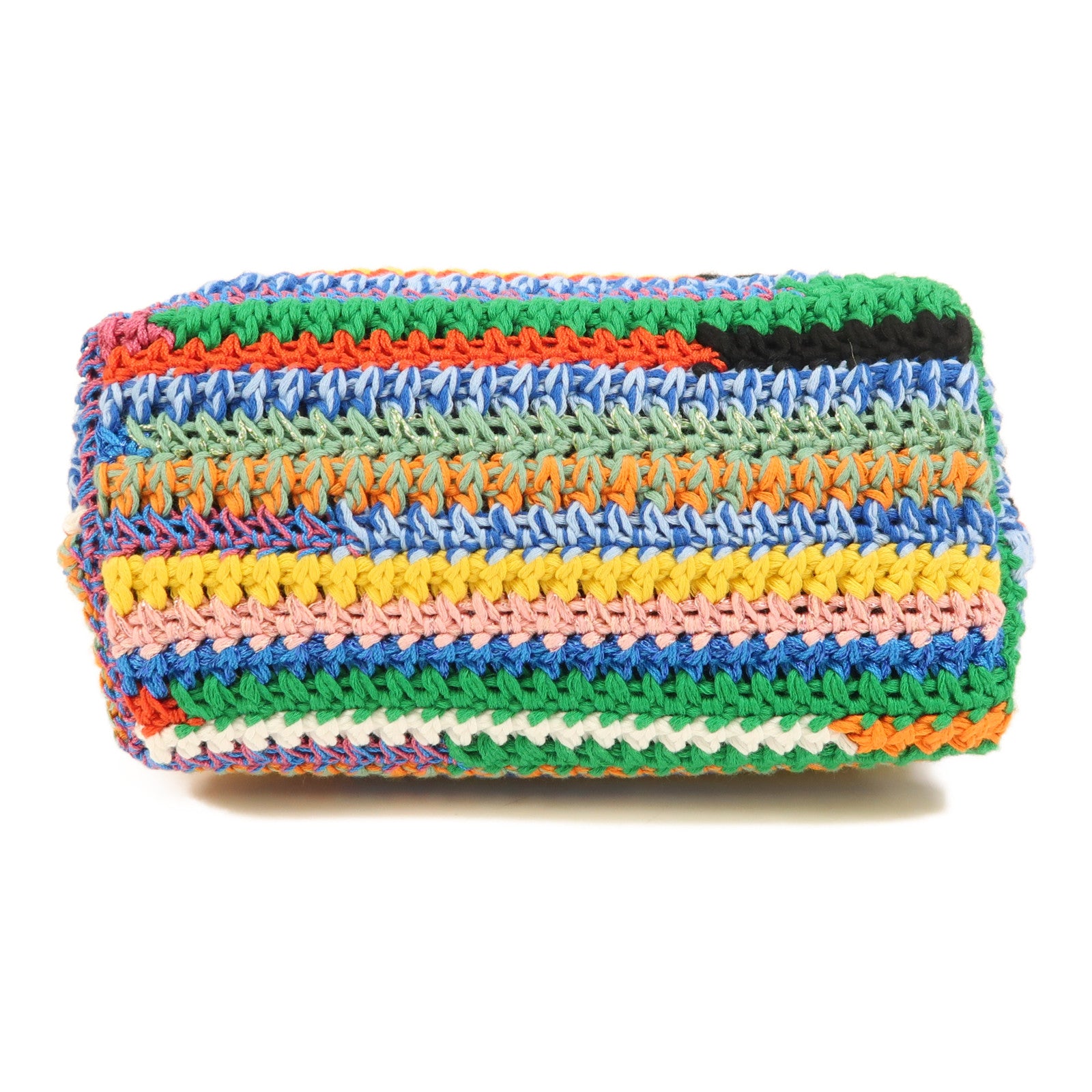 Miu Miu 棉質/牛皮皮革Crochet Pouch銀扣手挽袋