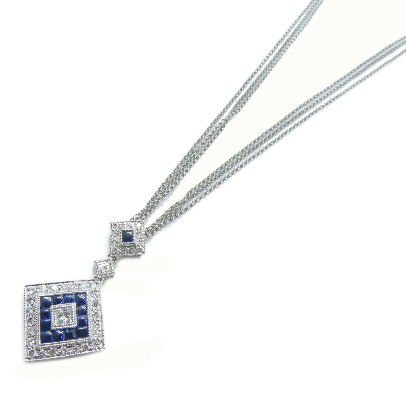 JEWELRY PT900鉑金/18K白金Sapphire Necklace 1.16ct藍寶石/0.63ct鑚石項鏈
