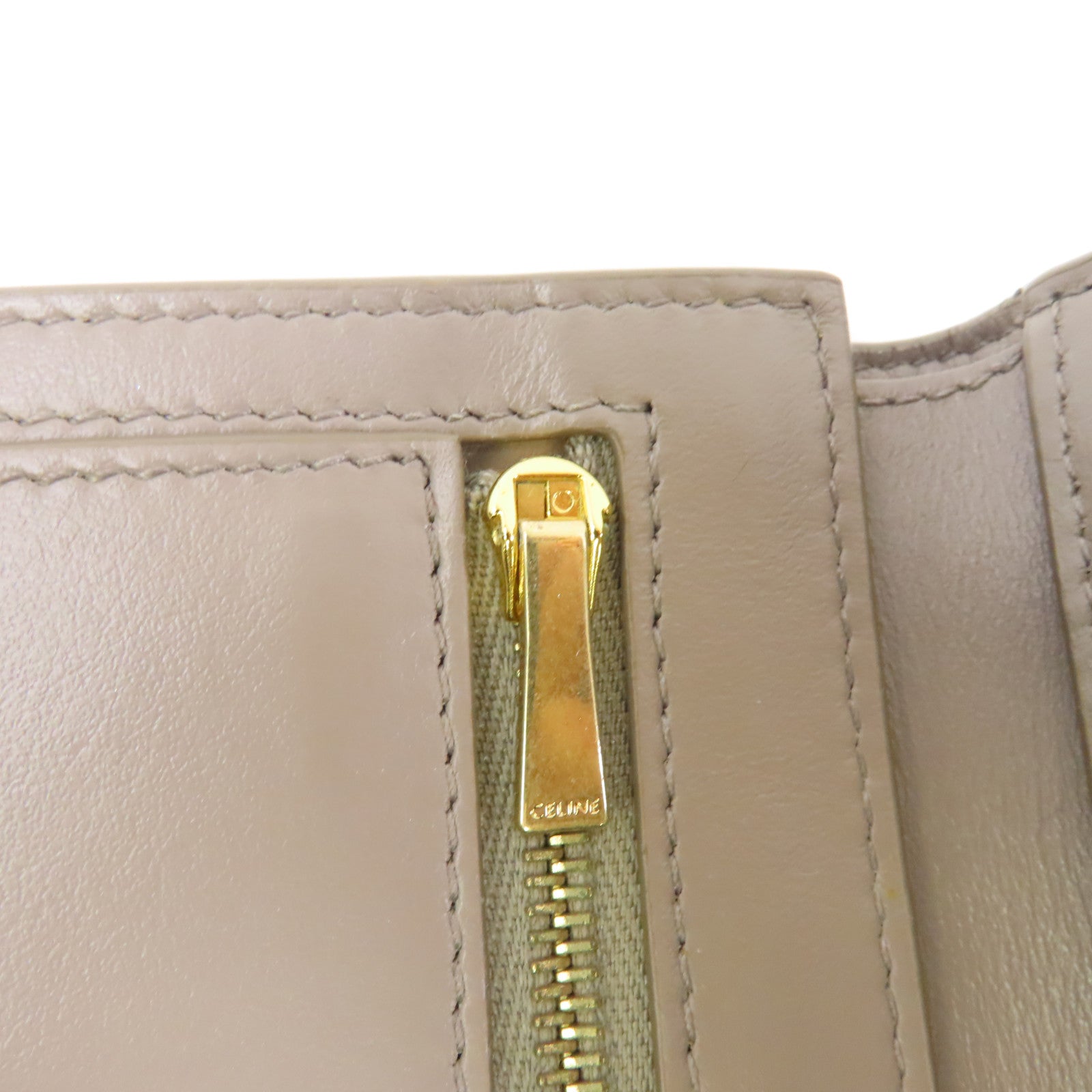 CELINE 牛皮皮革Wallet金扣錢包灰色/淺藍色