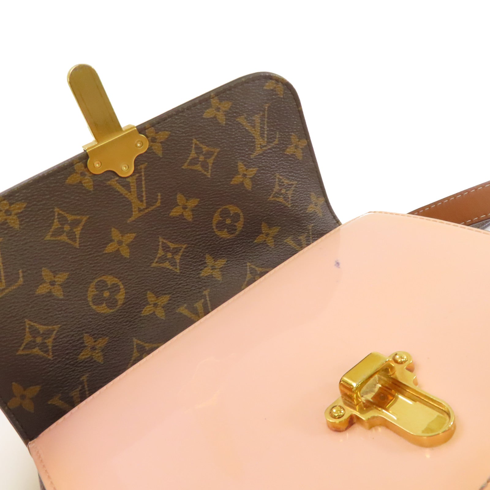 LOUIS VUITTON 【激減優惠】Vernis/Monogram Cherrywood BB 2Way Shoulder Bag金扣手挽肩背兩用袋粉紅色/啡色