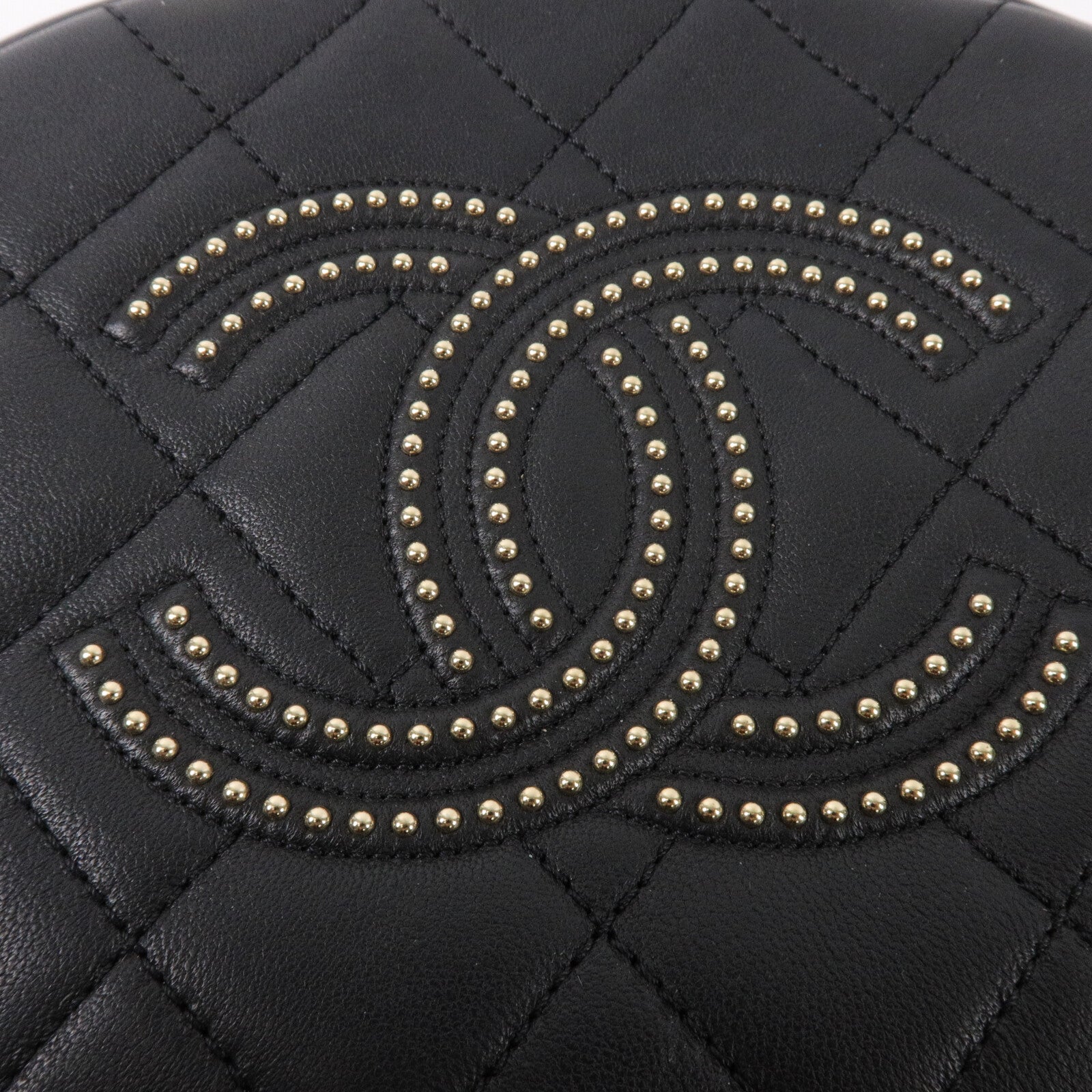 CHANEL 牛皮皮革Chain Handle Studded CC鏈帶手挽肩背兩用袋