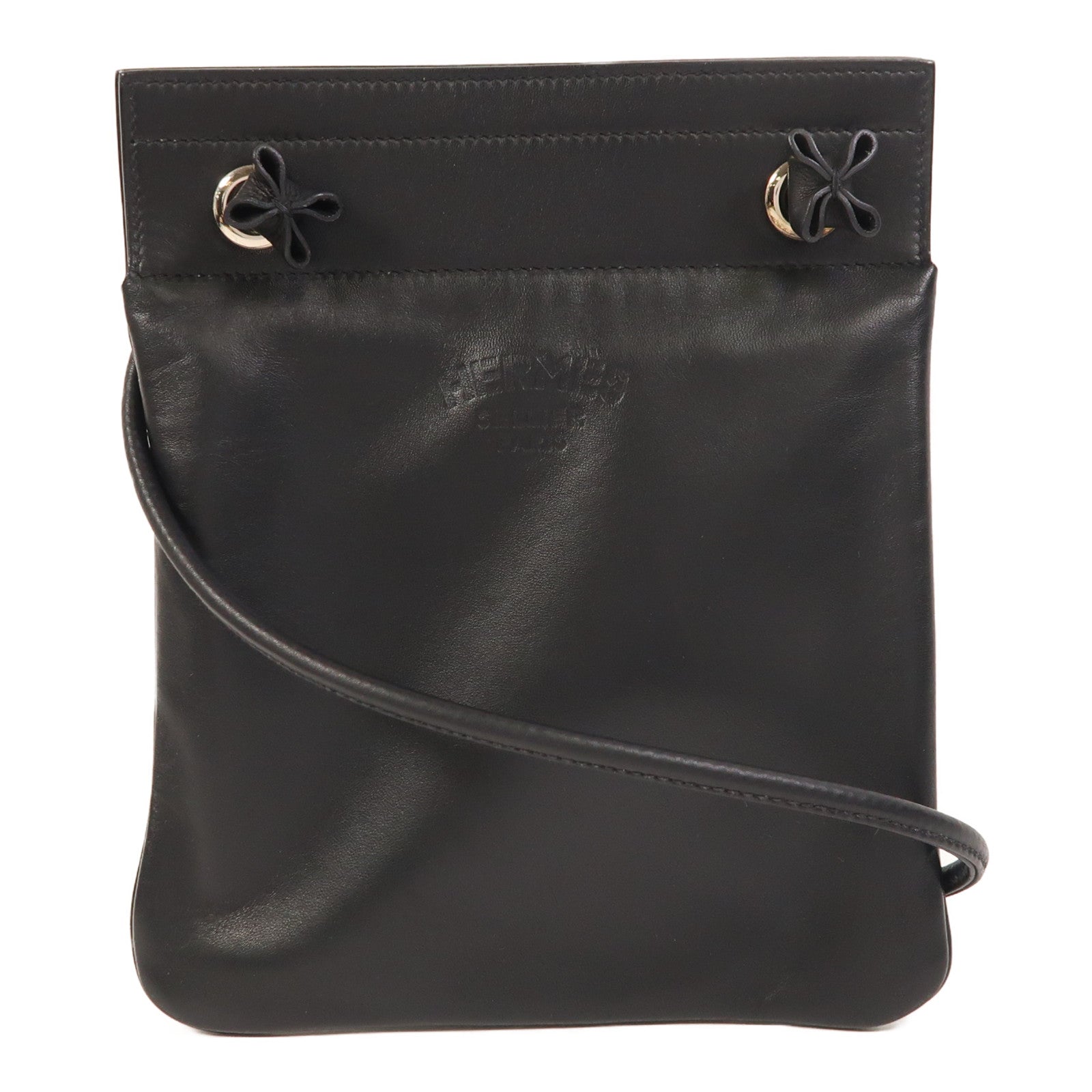 HERMES Swift皮革Aline Mini銀扣肩背袋Noir