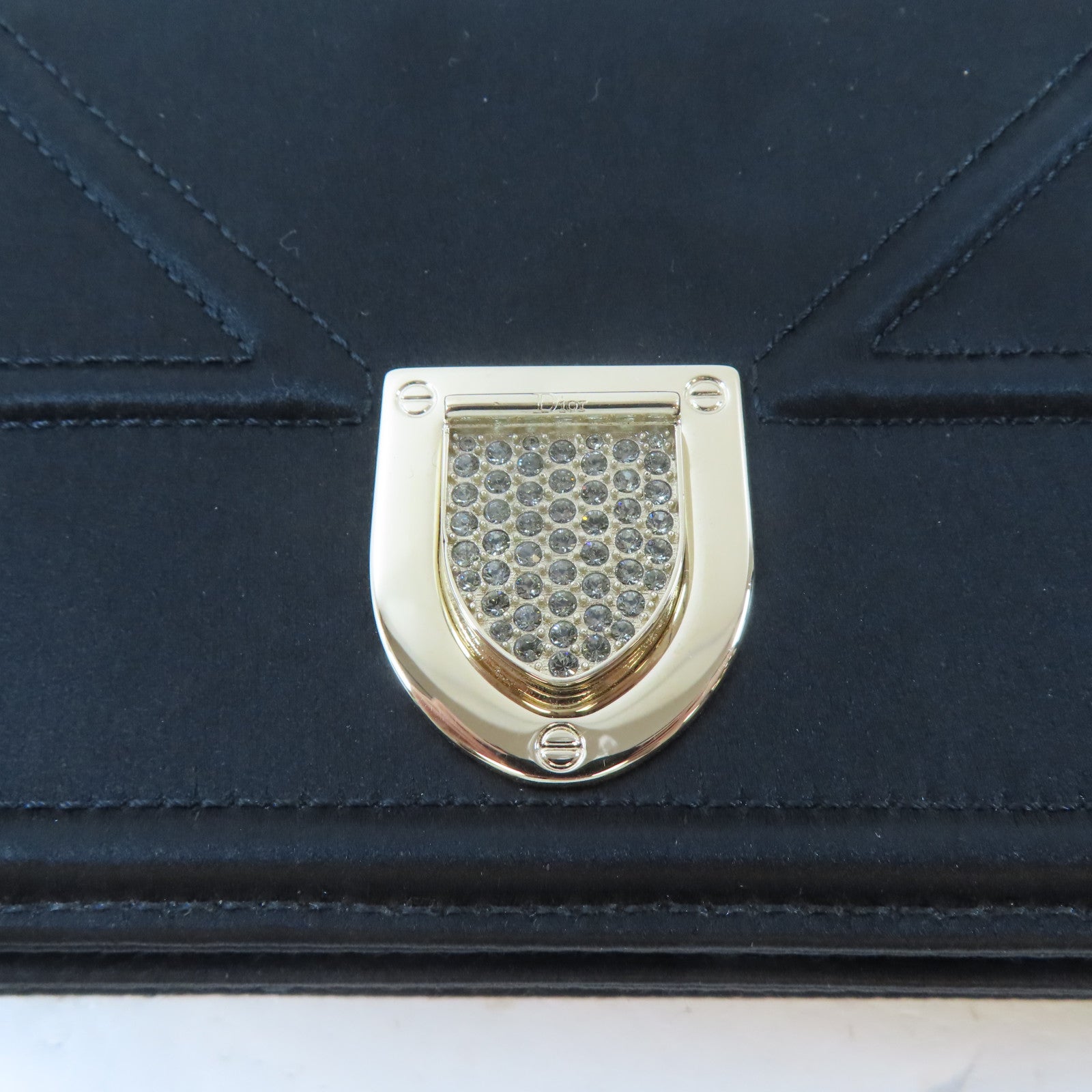 Dior 絲質Diorama Bag金扣鏈帶肩背袋黑色
