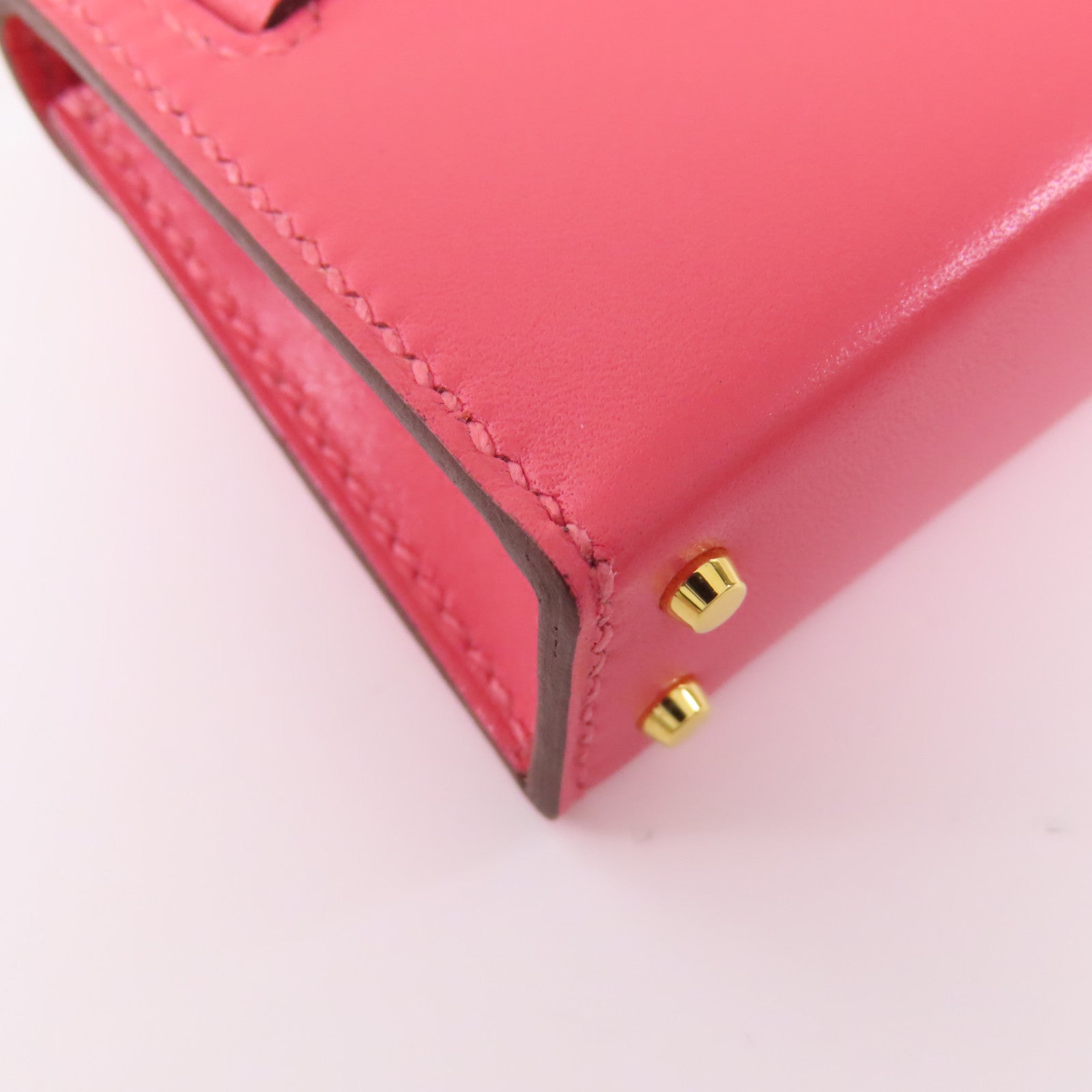 HERMES 【激減優惠】Tadelakt皮革Kelly Bag Charm金扣掛飾Rose Azalee