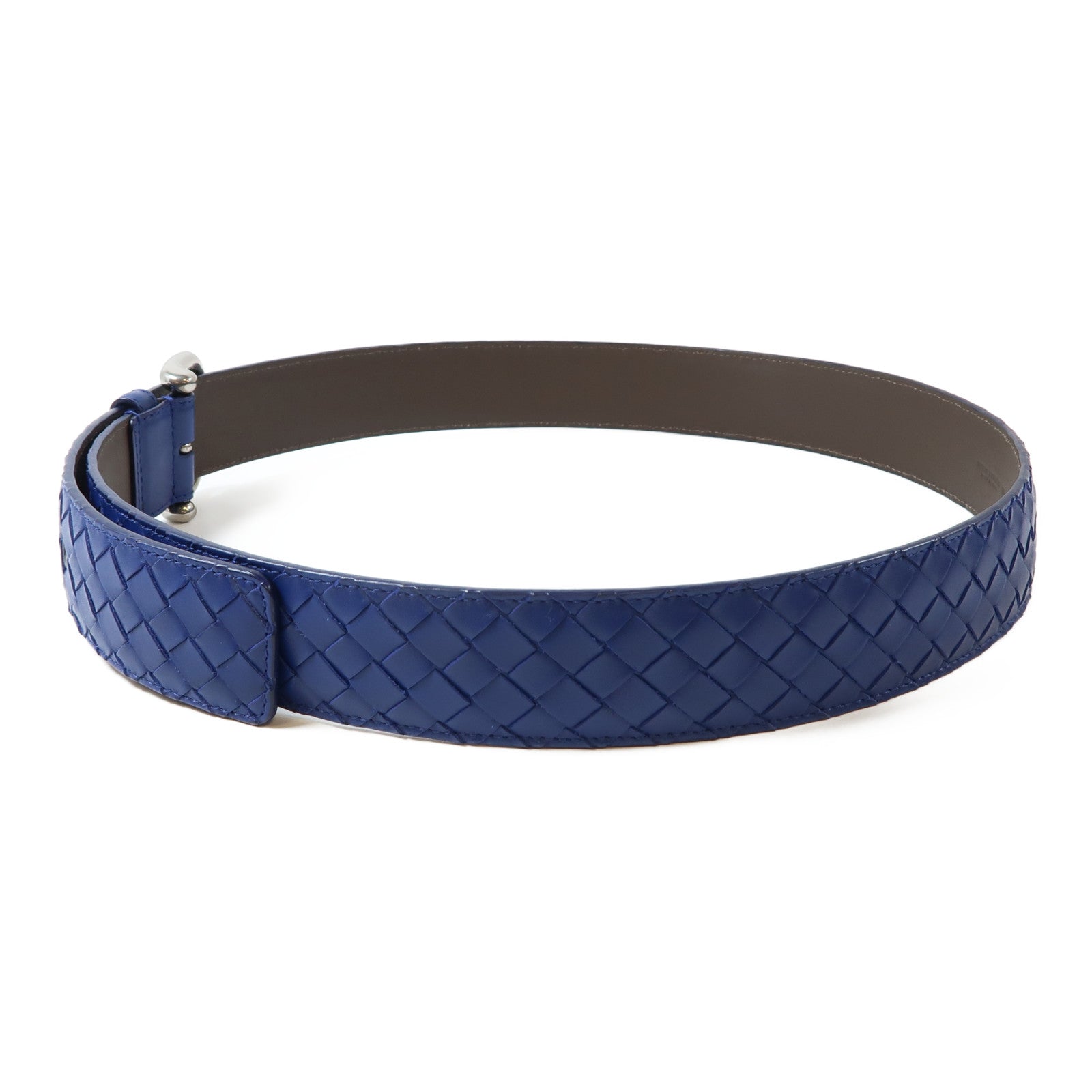 BOTTEGA VENETA 織紋皮革Belt銀扣皮帶藍色