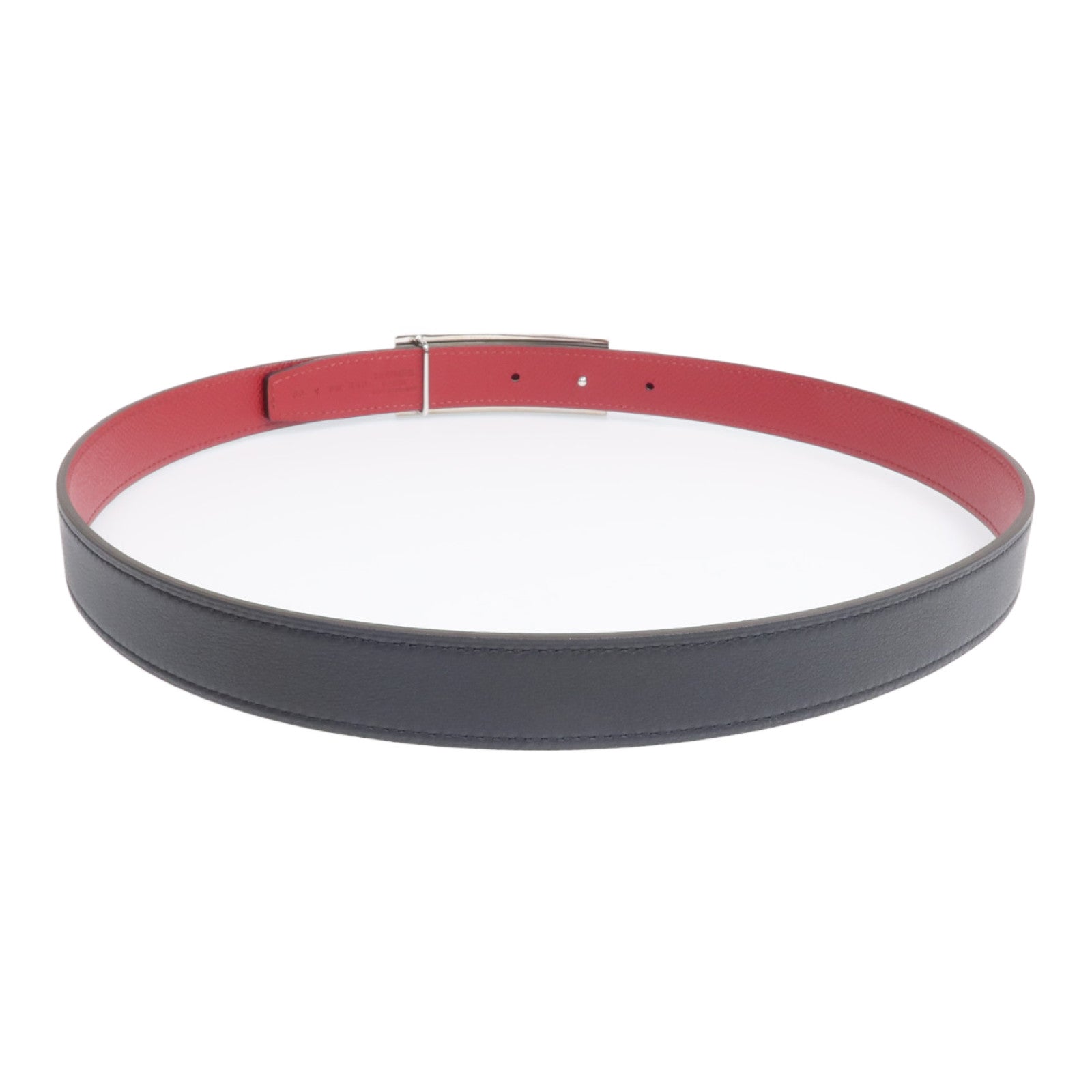 HERMES 【激減優惠】Epsom/Evercolor皮革CDC Belt銀扣皮帶Noir/Rouge Grenat