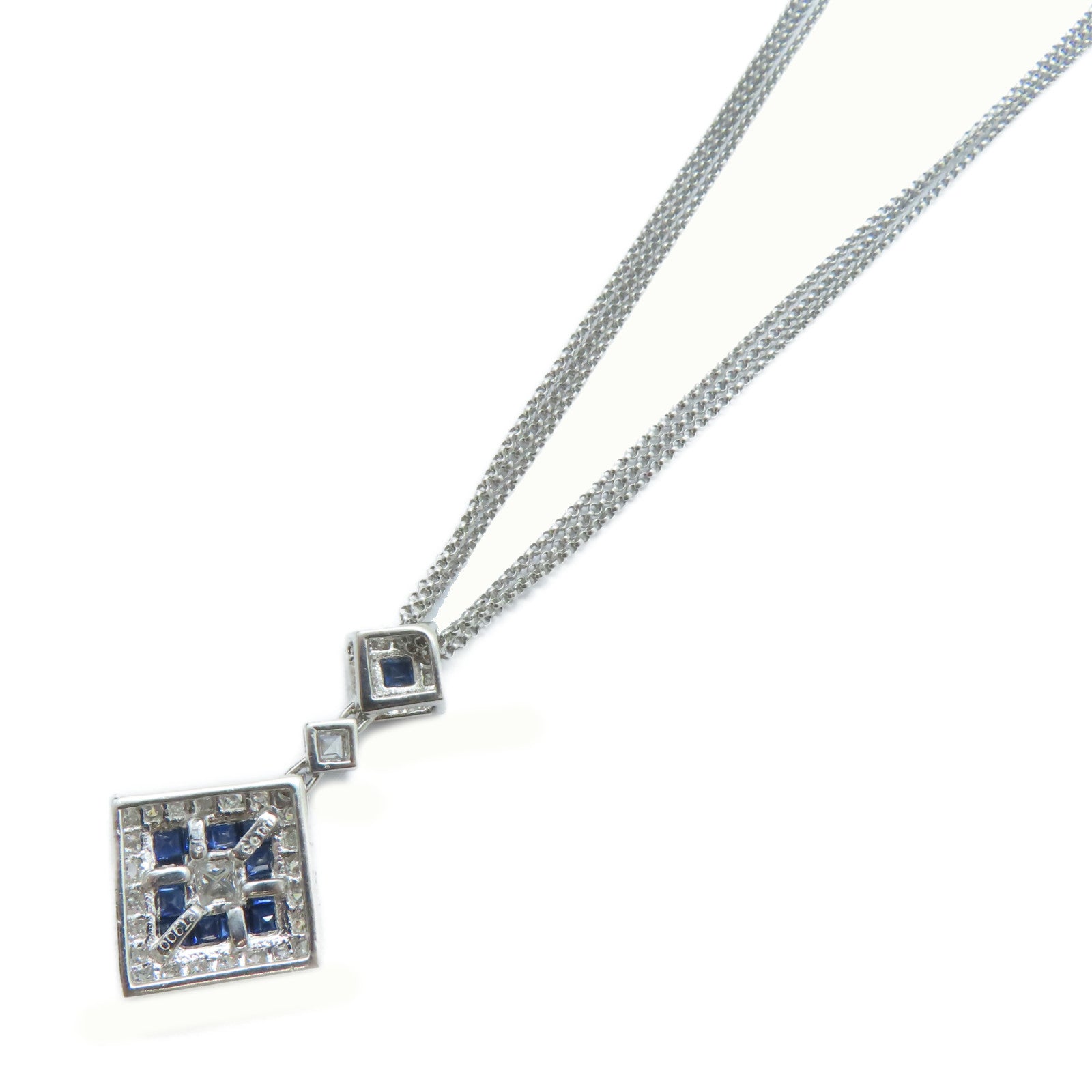 JEWELRY PT900鉑金/18K白金Sapphire Necklace 1.16ct藍寶石/0.63ct鑚石項鏈