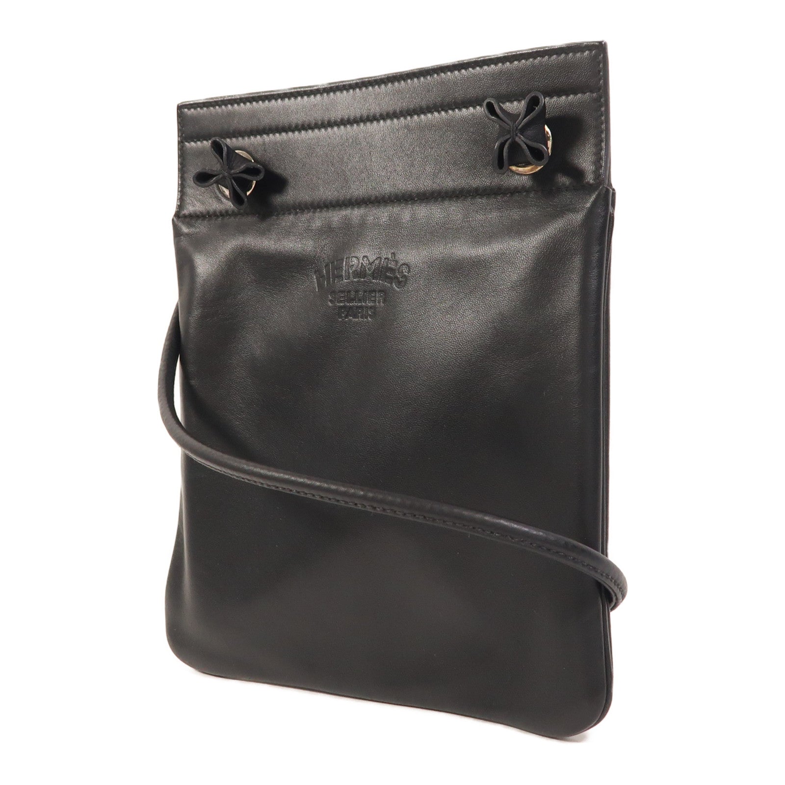 HERMES Swift皮革Aline Mini銀扣肩背袋Noir