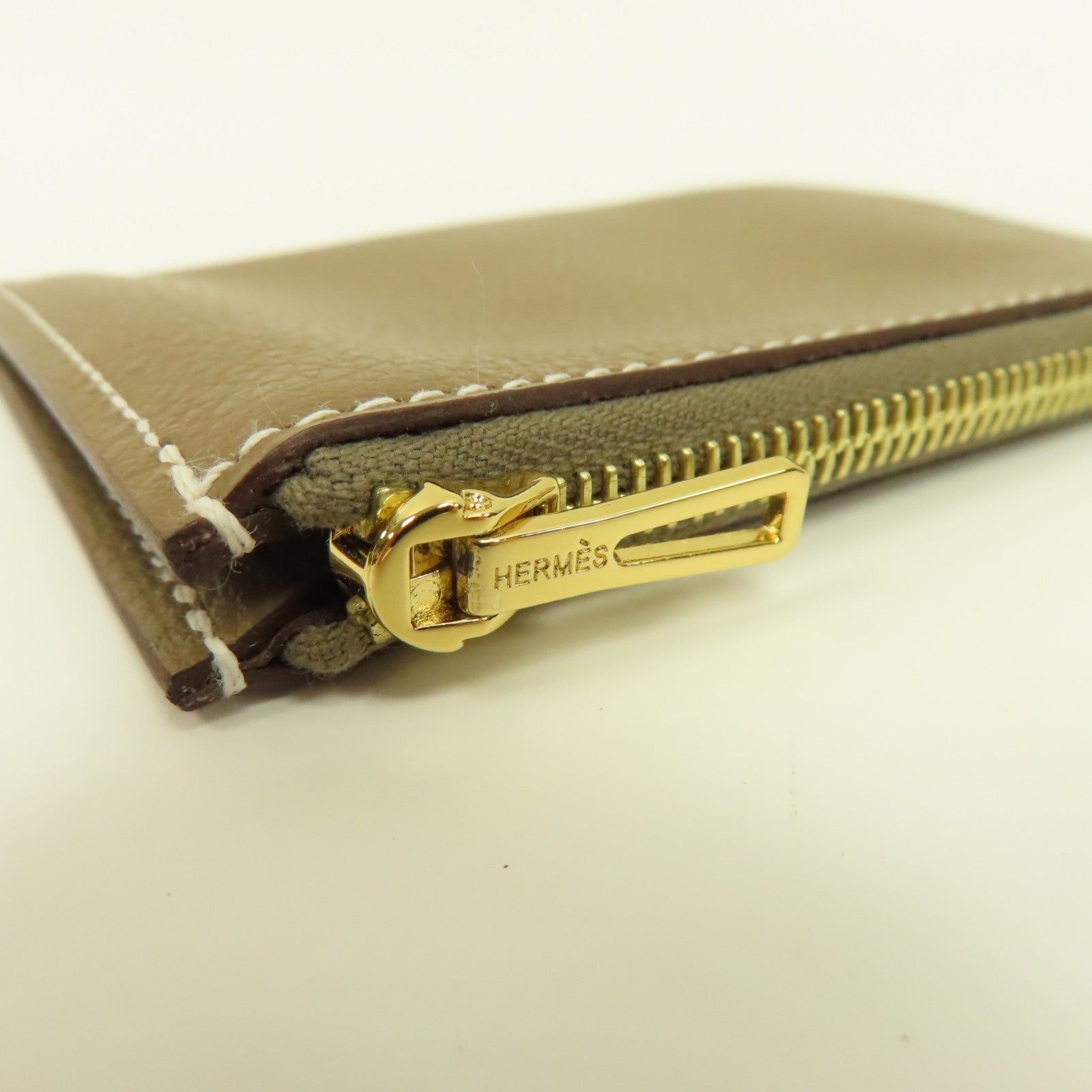 HERMES 【激減優惠】Evercolor皮革Roulis Slim金扣錢包Etoupe大象灰色