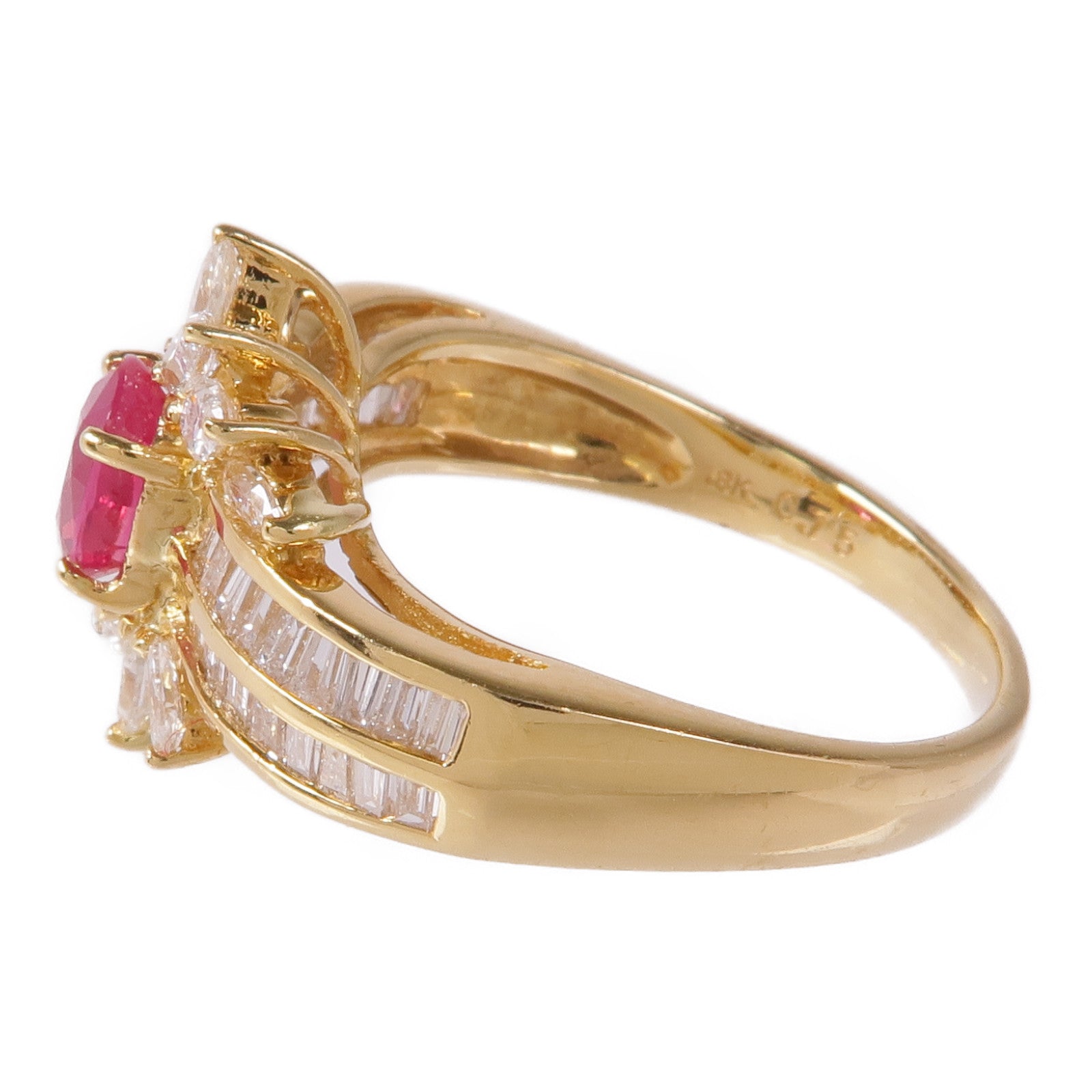 JEWELRY 【激減優惠】18K黃金Ruby Ring紅寶石/鑽石戒指US#5.75