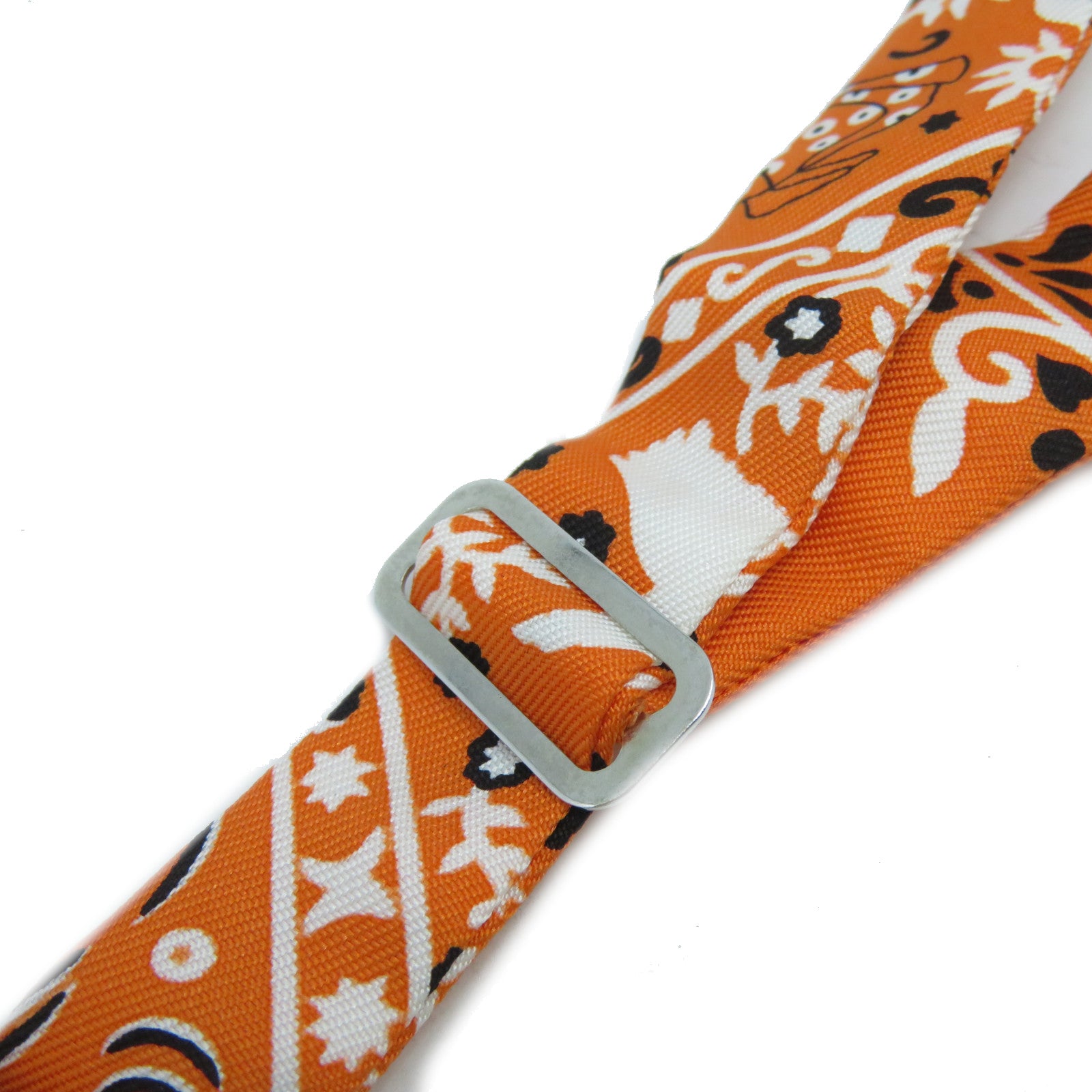 HERMES 【激減優惠】絲質Bowtie銀扣煲呔(蝶形領結)橙色/白色