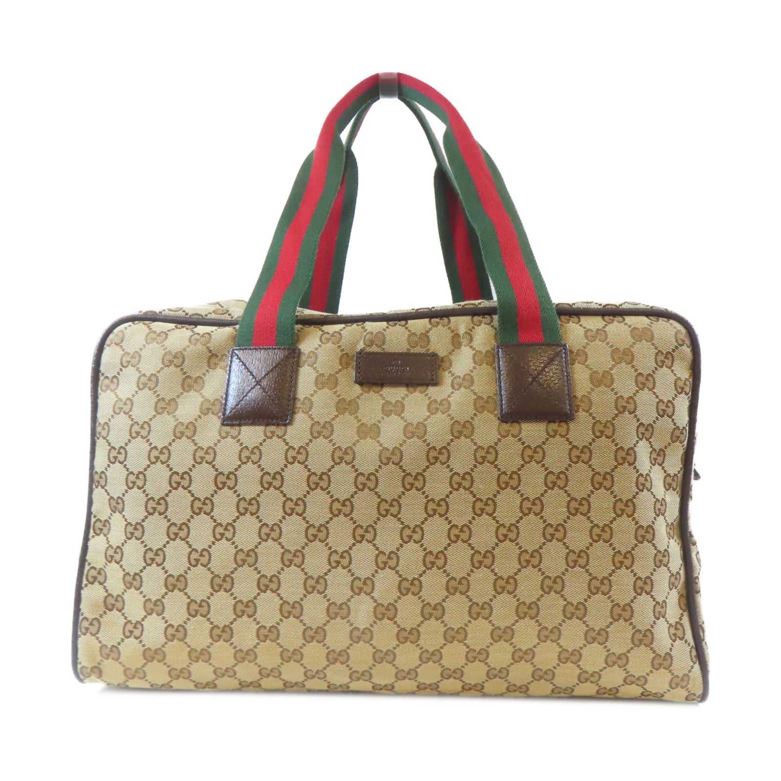 GUCCI 帆布Carry Bag銀扣手挽袋啡色