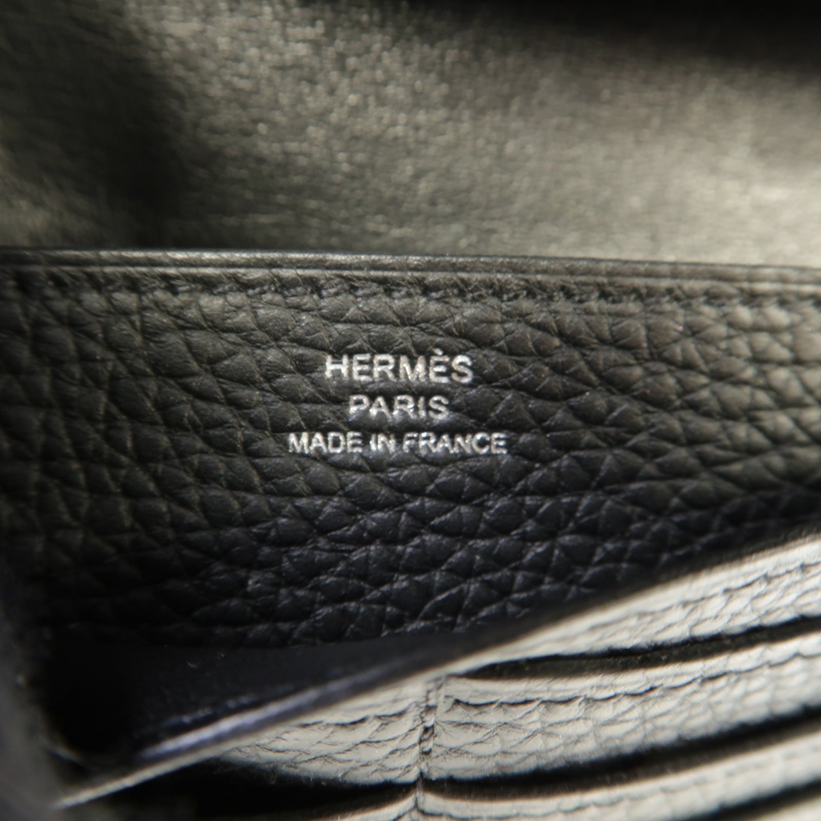 HERMES Togo皮革Dogon Long Wallet銀扣長錢包Noir黑色