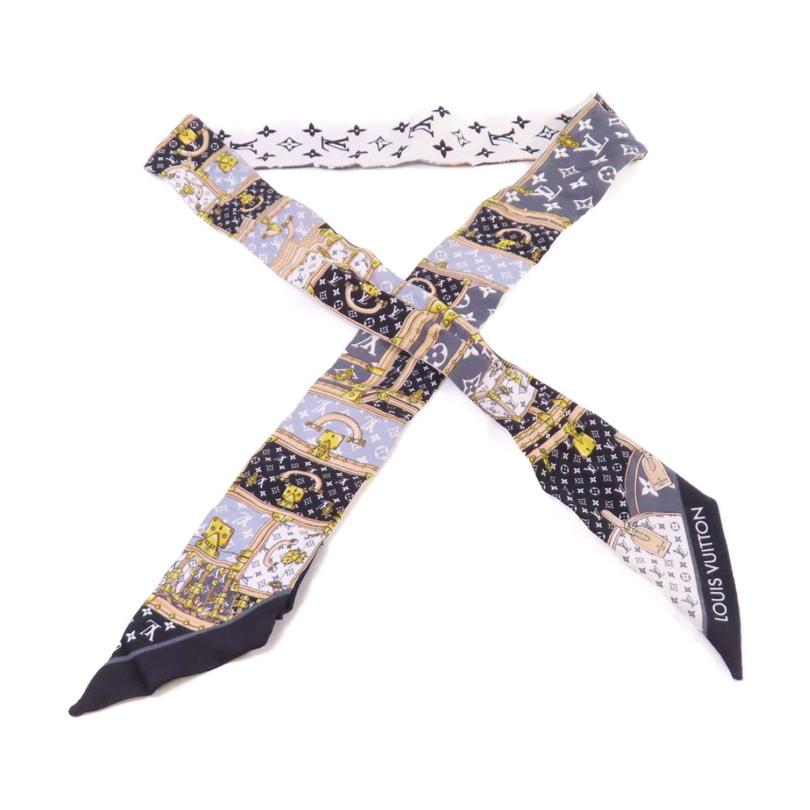 LOUIS VUITTON 絲質Let's Go BB Bandeau絲巾黑色/白色/彩色