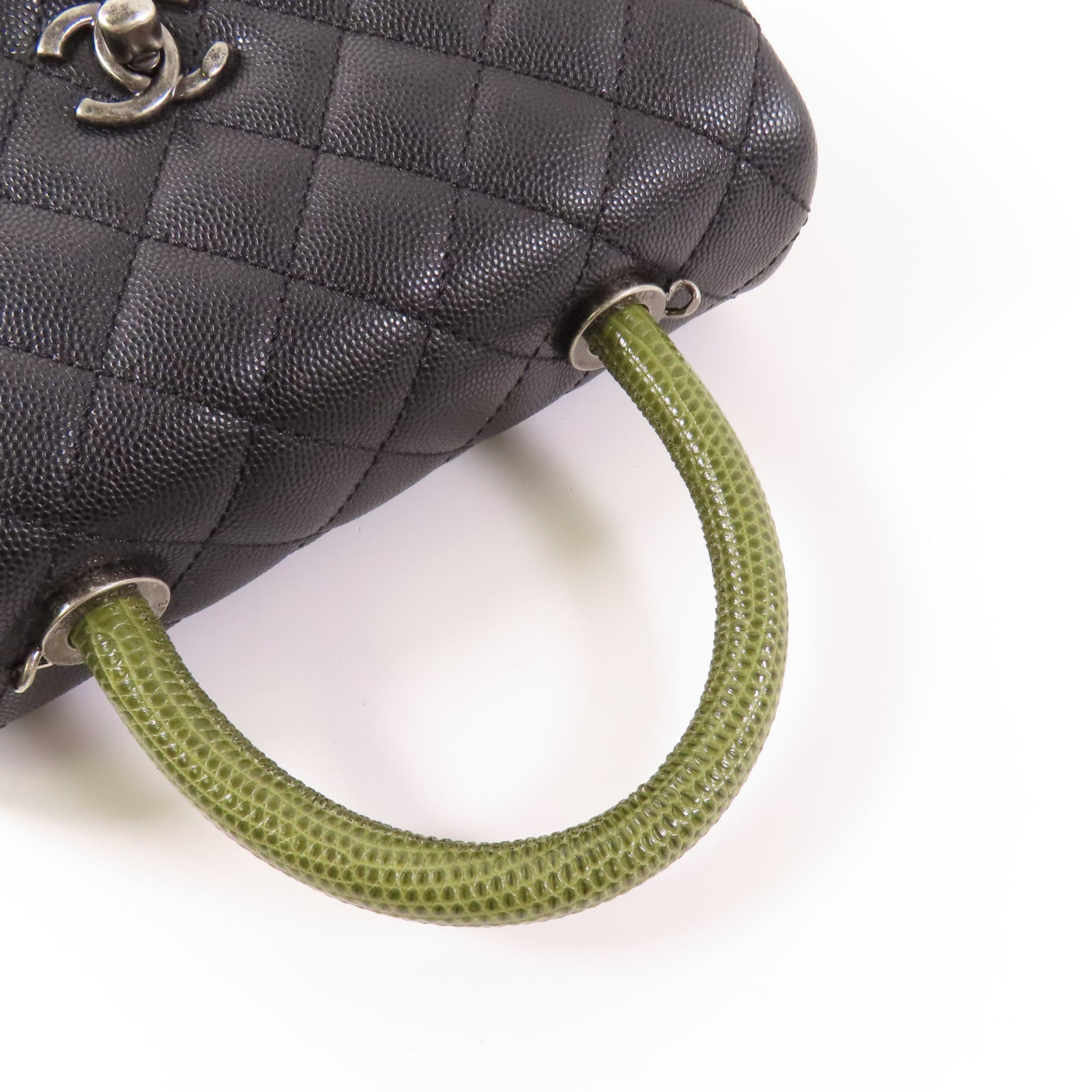 CHANEL 牛皮/蜥蝪皮革Coco Handle Small手挽肩背兩用袋