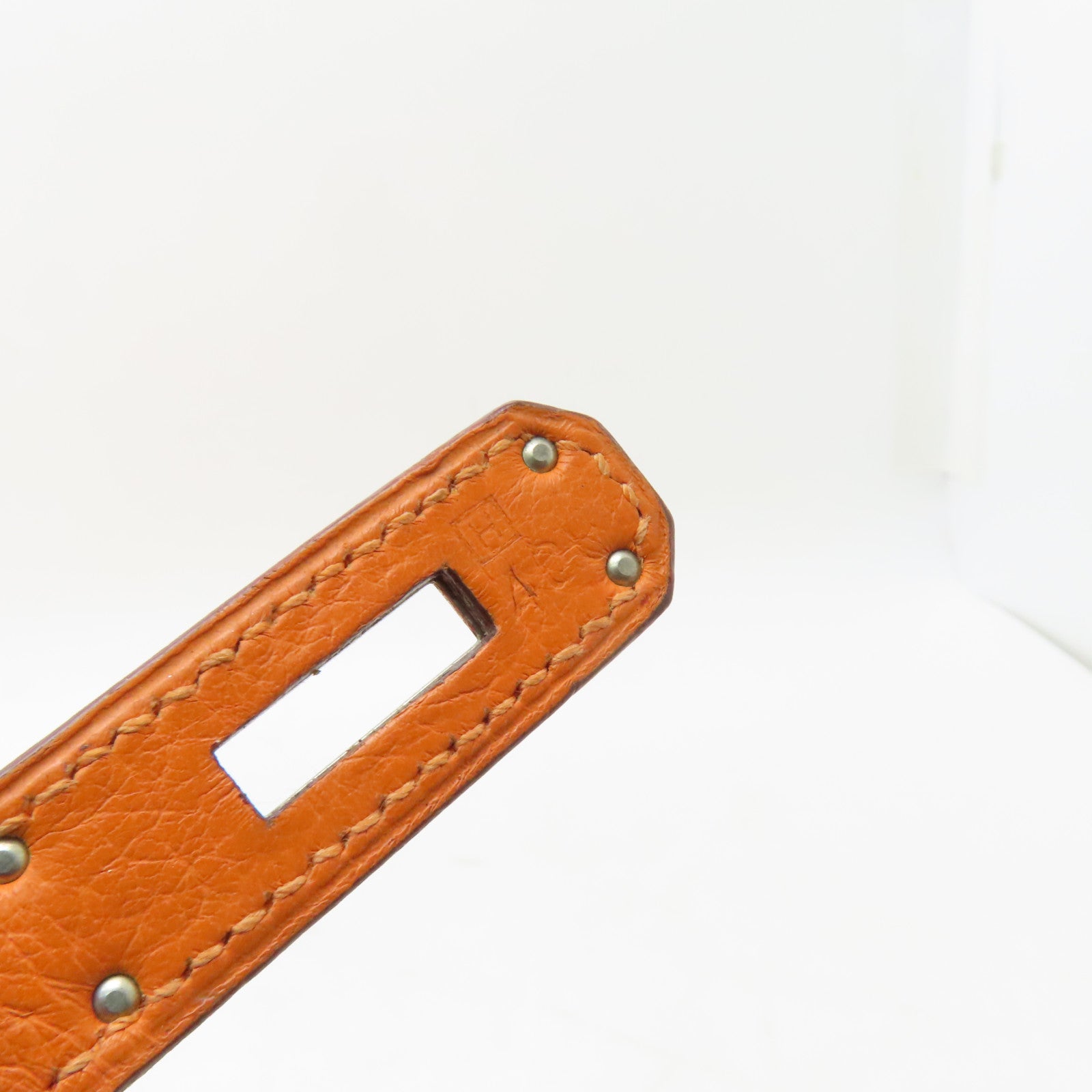 HERMES **【激減優惠】Clemence皮革Kelly 32銀扣手挽肩背兩用袋Orange橙色