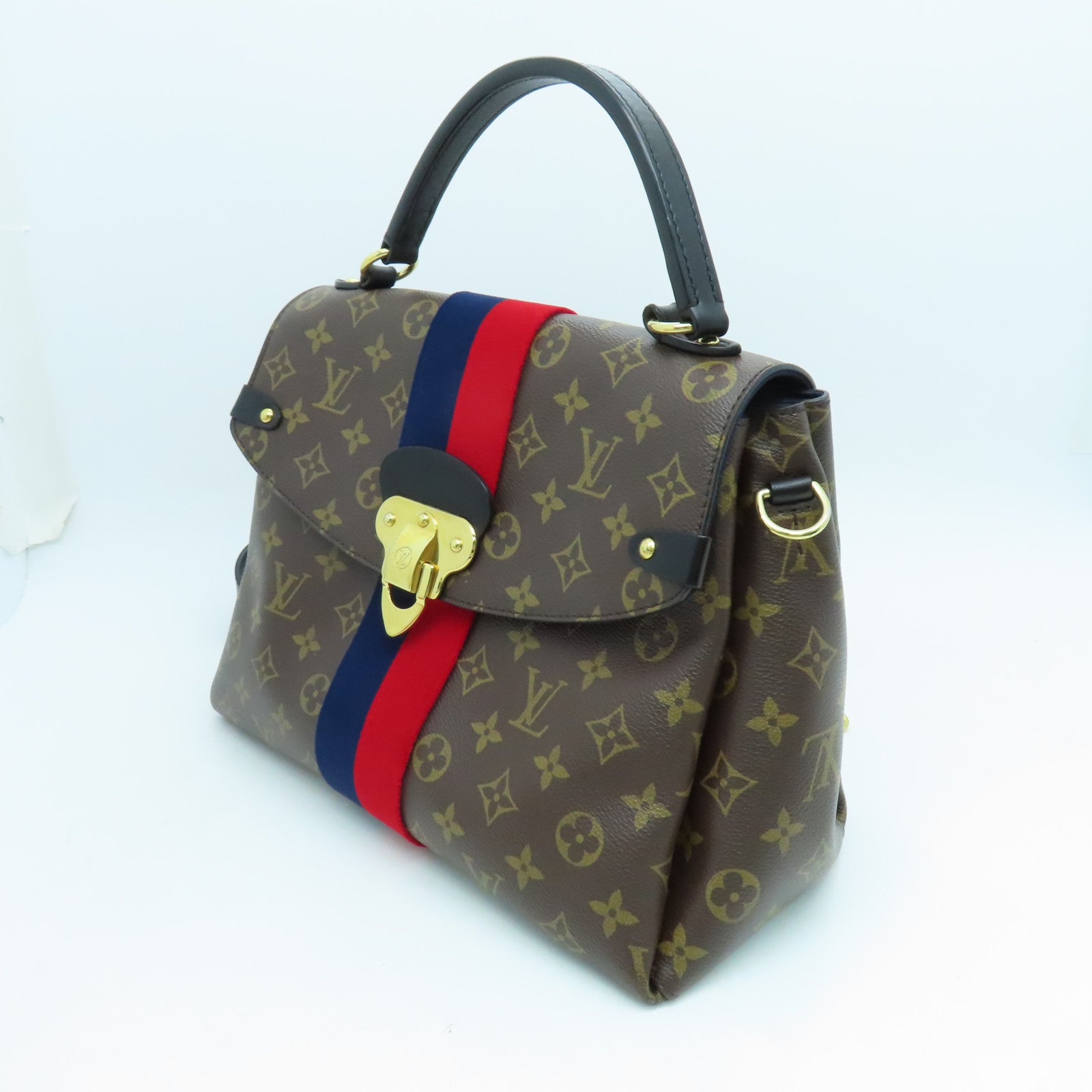 LOUIS VUITTON 【清倉大減價】Monogram Georges MM 2 way Shoulder金扣手挽肩背兩用袋啡色