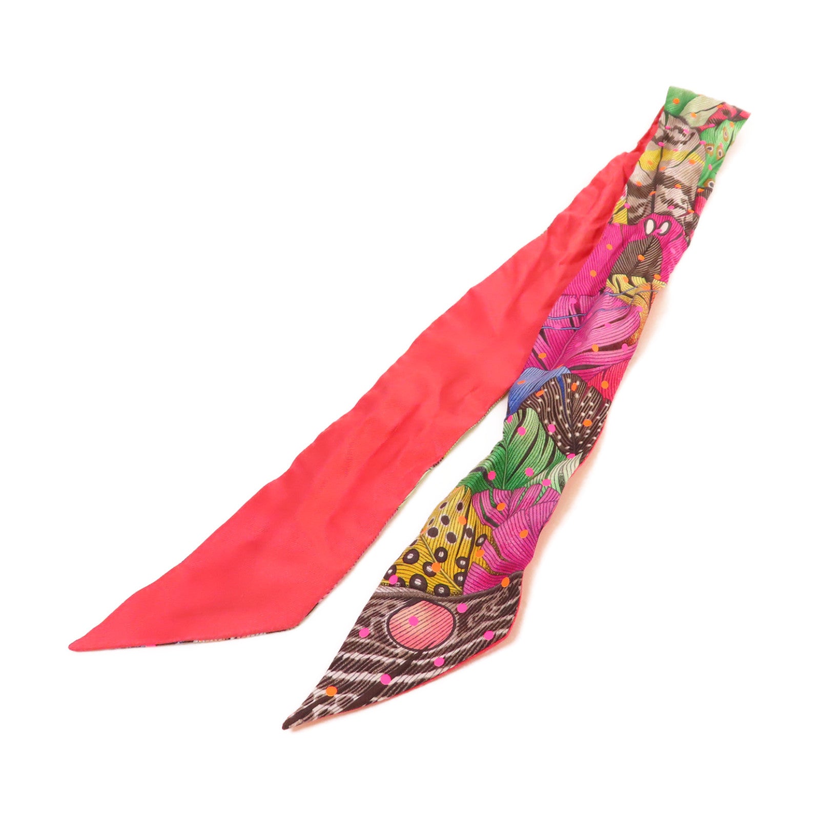 HERMES 絲質Twilly Scarf絲巾粉紅/紫色/彩色