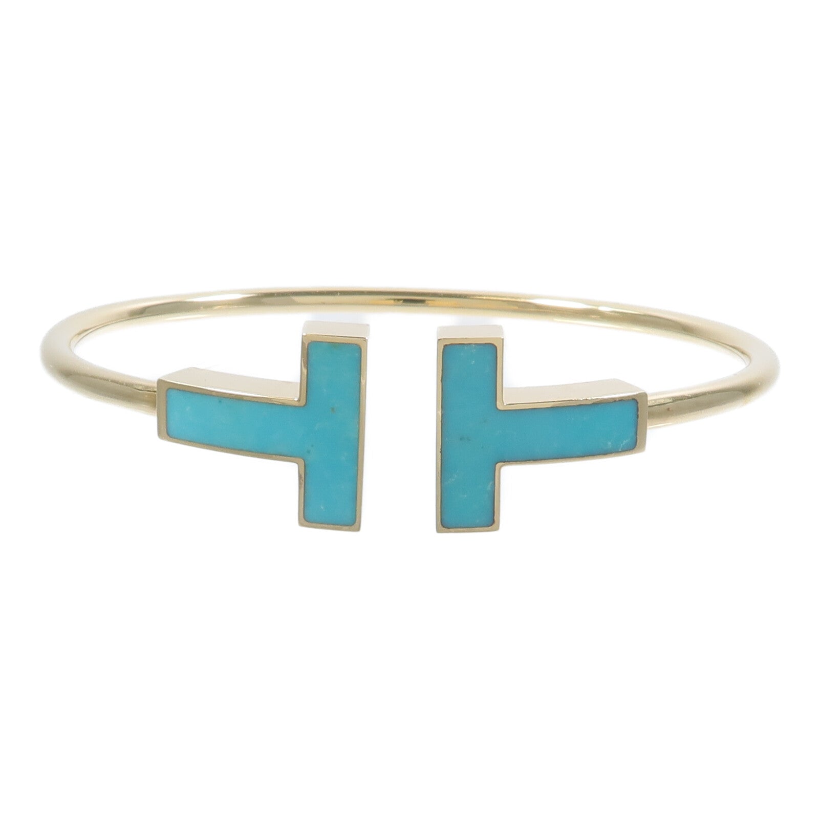 TIFFANY＆CO 18K黃金Turquoise T Wire Bracelet綠松石手鐲