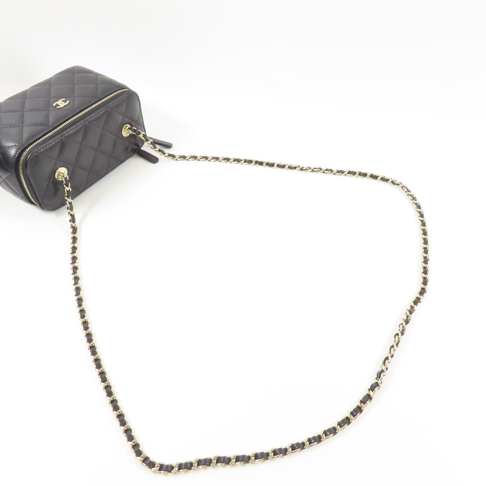CHANEL 【激減優惠】牛皮皮革Small Vanity Case金扣鏈帶肩背袋