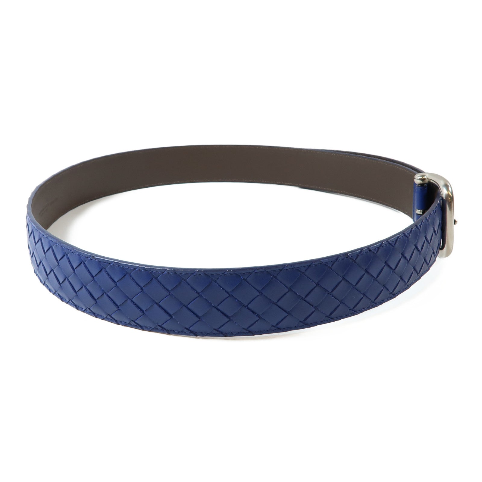 BOTTEGA VENETA 織紋皮革Belt銀扣皮帶藍色