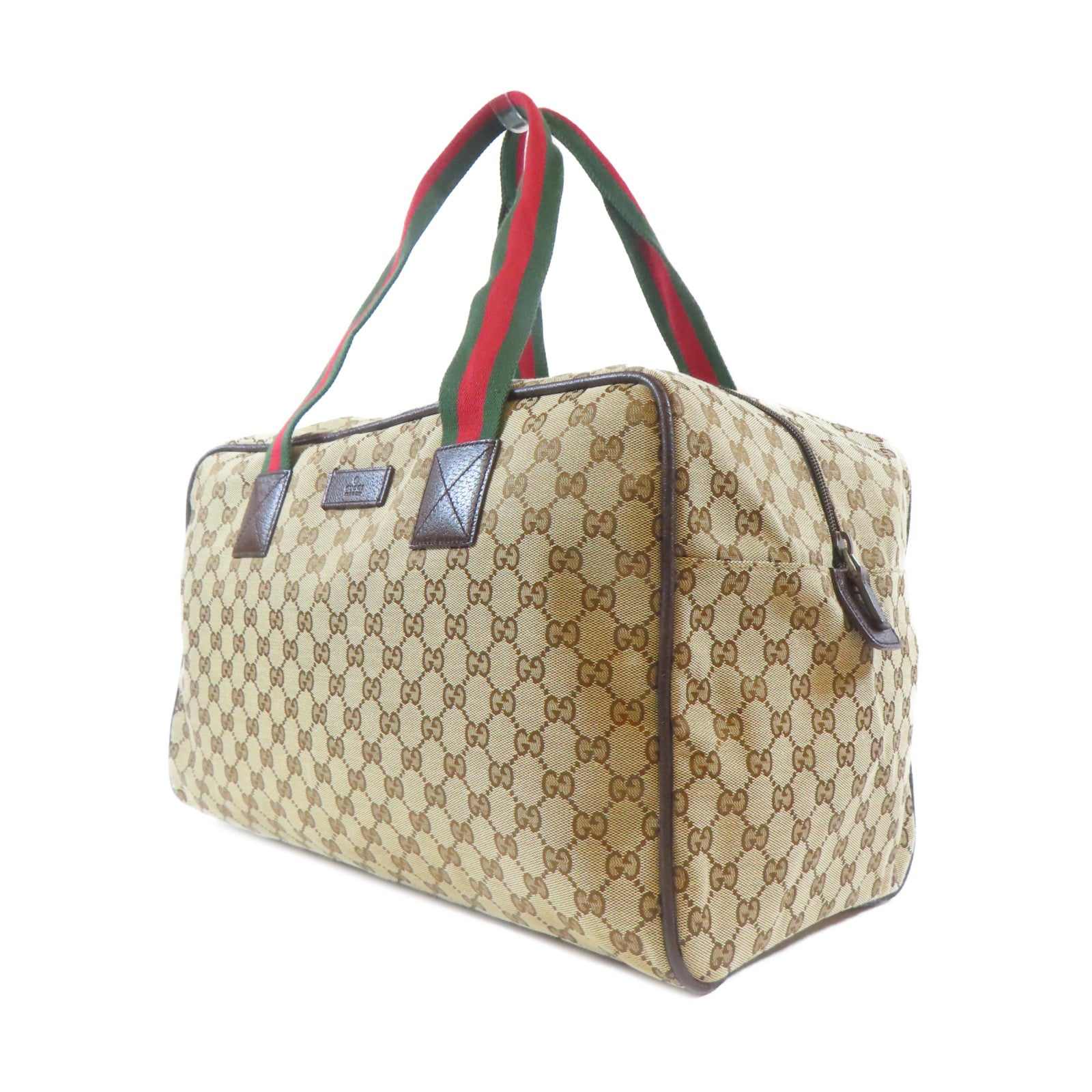 GUCCI 帆布Carry Bag銀扣手挽袋啡色