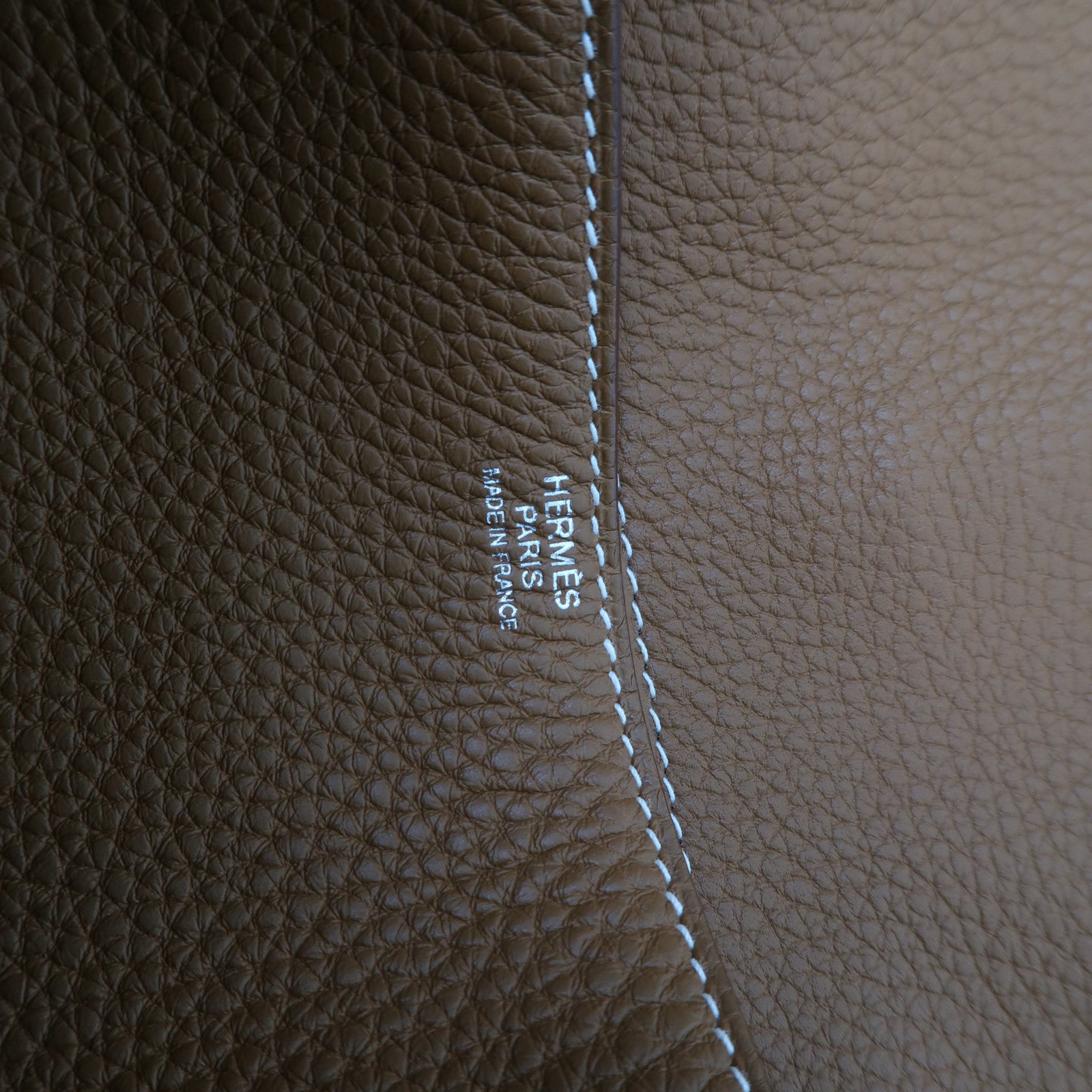 HERMES Togo皮革Steve Light Messenger銀扣肩背袋棕色