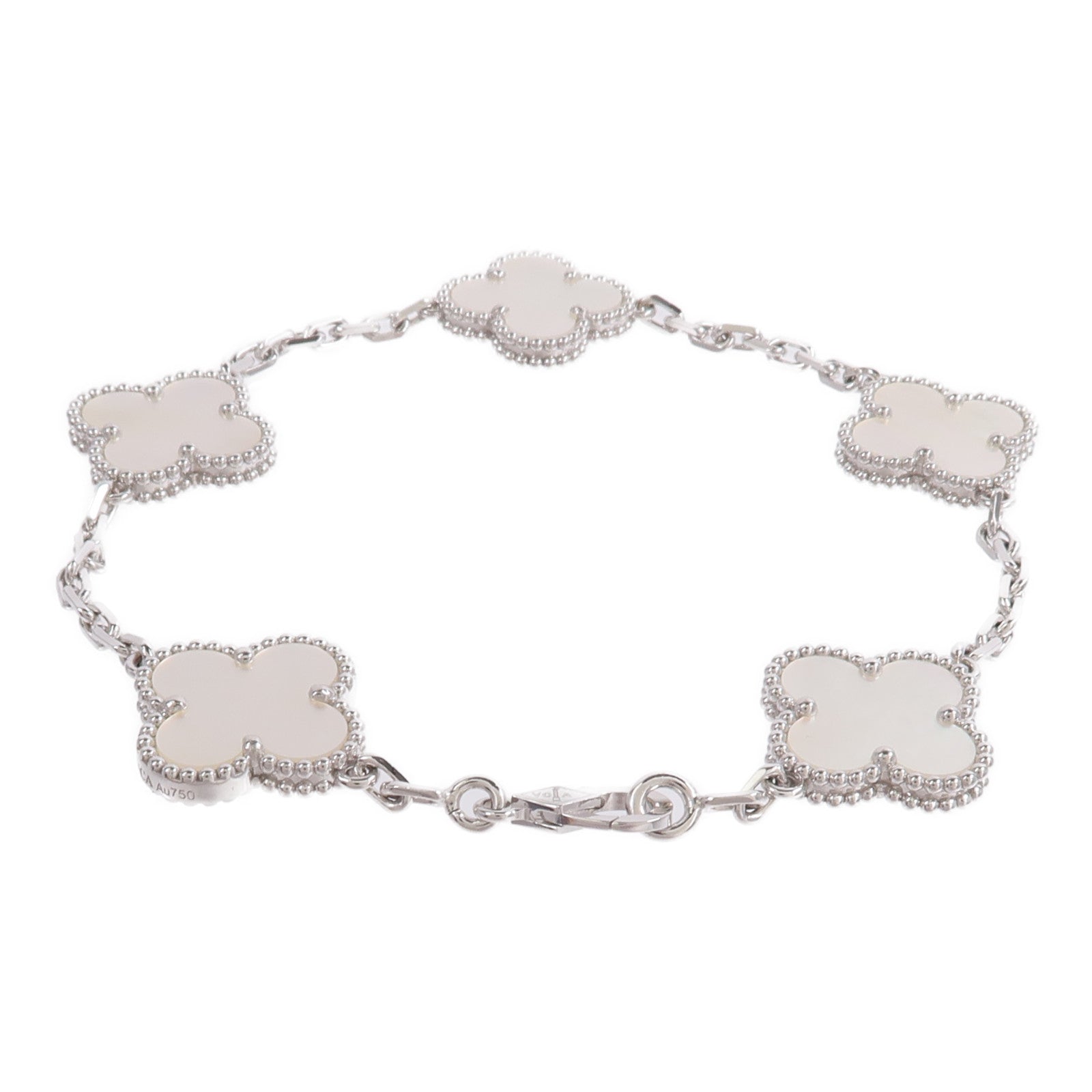 Van Cleef & Arpels 18K白金Vintage Alhambra Bracelet 5 Motifs珍珠母貝手鏈