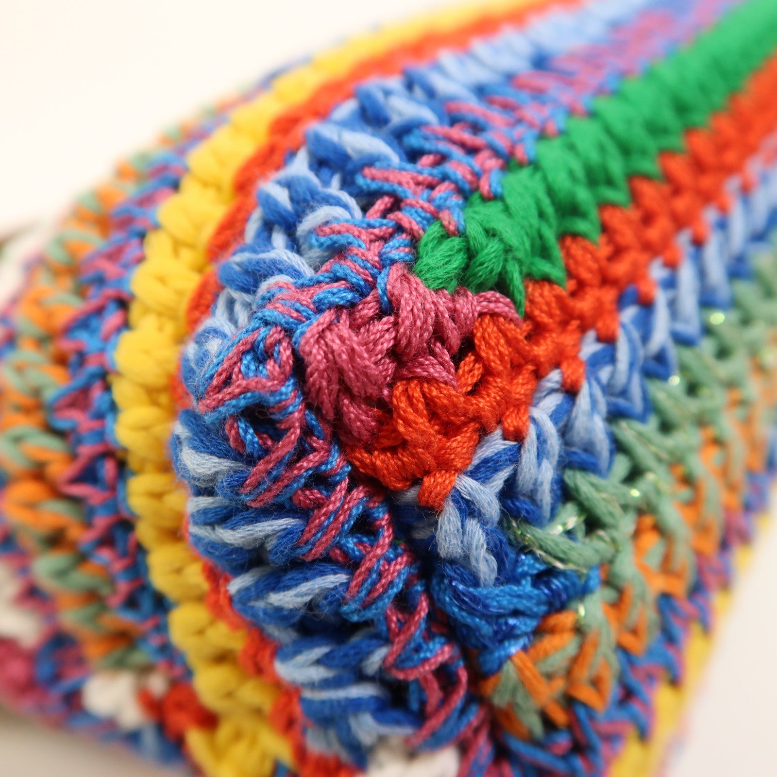 Miu Miu 棉質/牛皮皮革Crochet Pouch銀扣手挽袋
