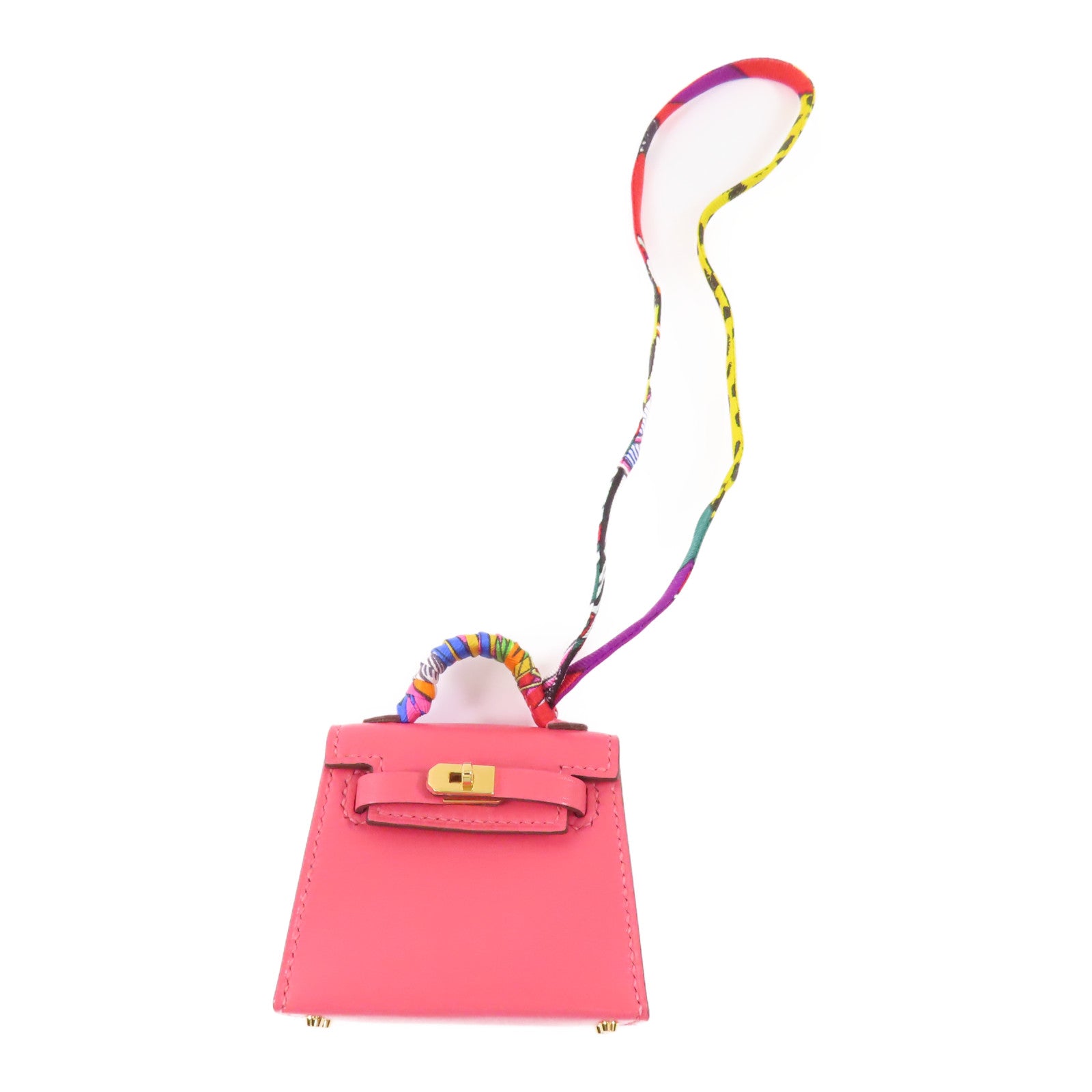 HERMES 【激減優惠】Tadelakt皮革Kelly Bag Charm金扣掛飾Rose Azalee