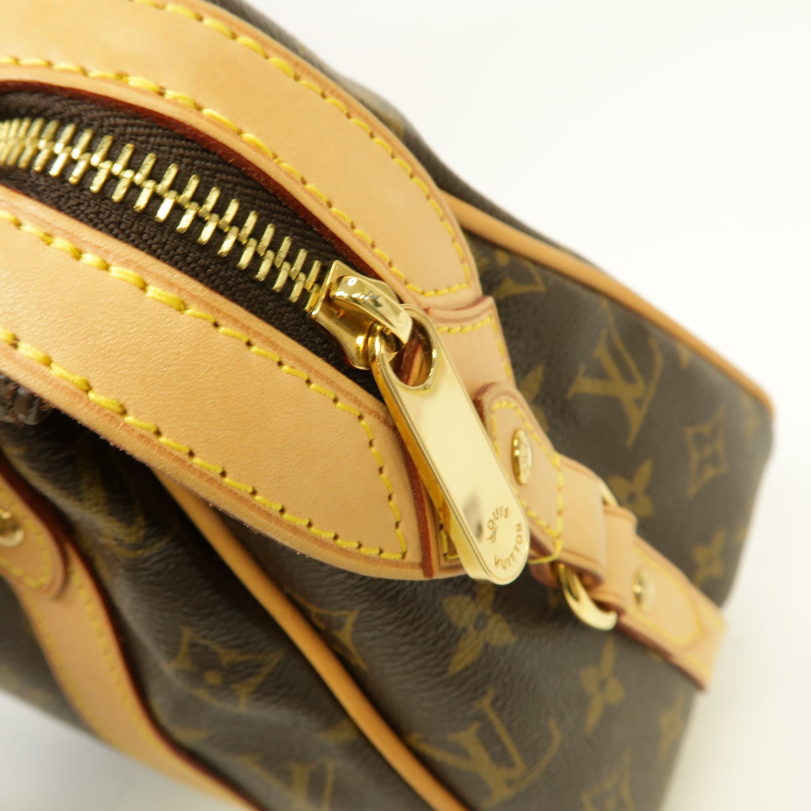 LOUIS VUITTON Monogram Stresa PM金扣肩背袋棕色