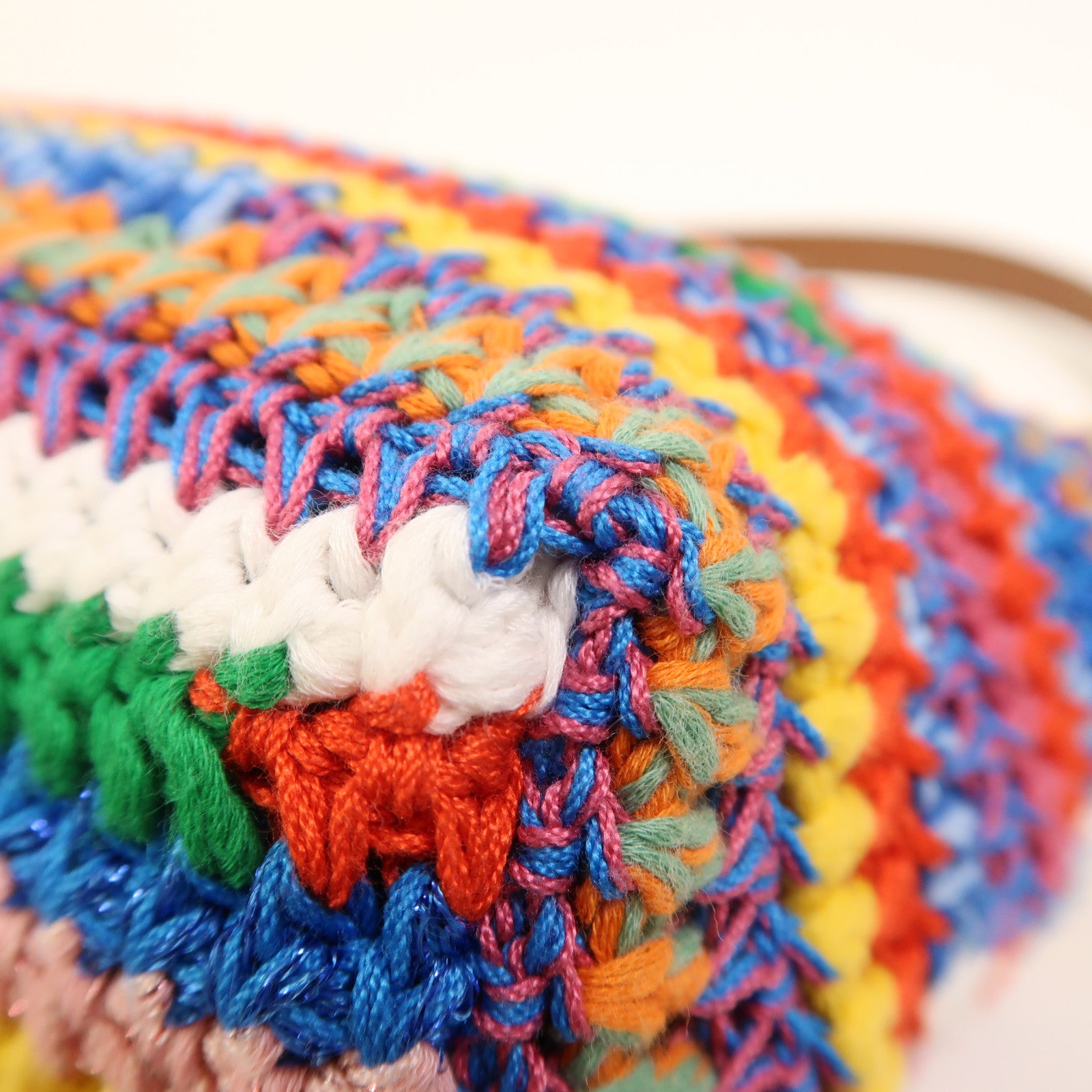 Miu Miu 棉質/牛皮皮革Crochet Pouch銀扣手挽袋