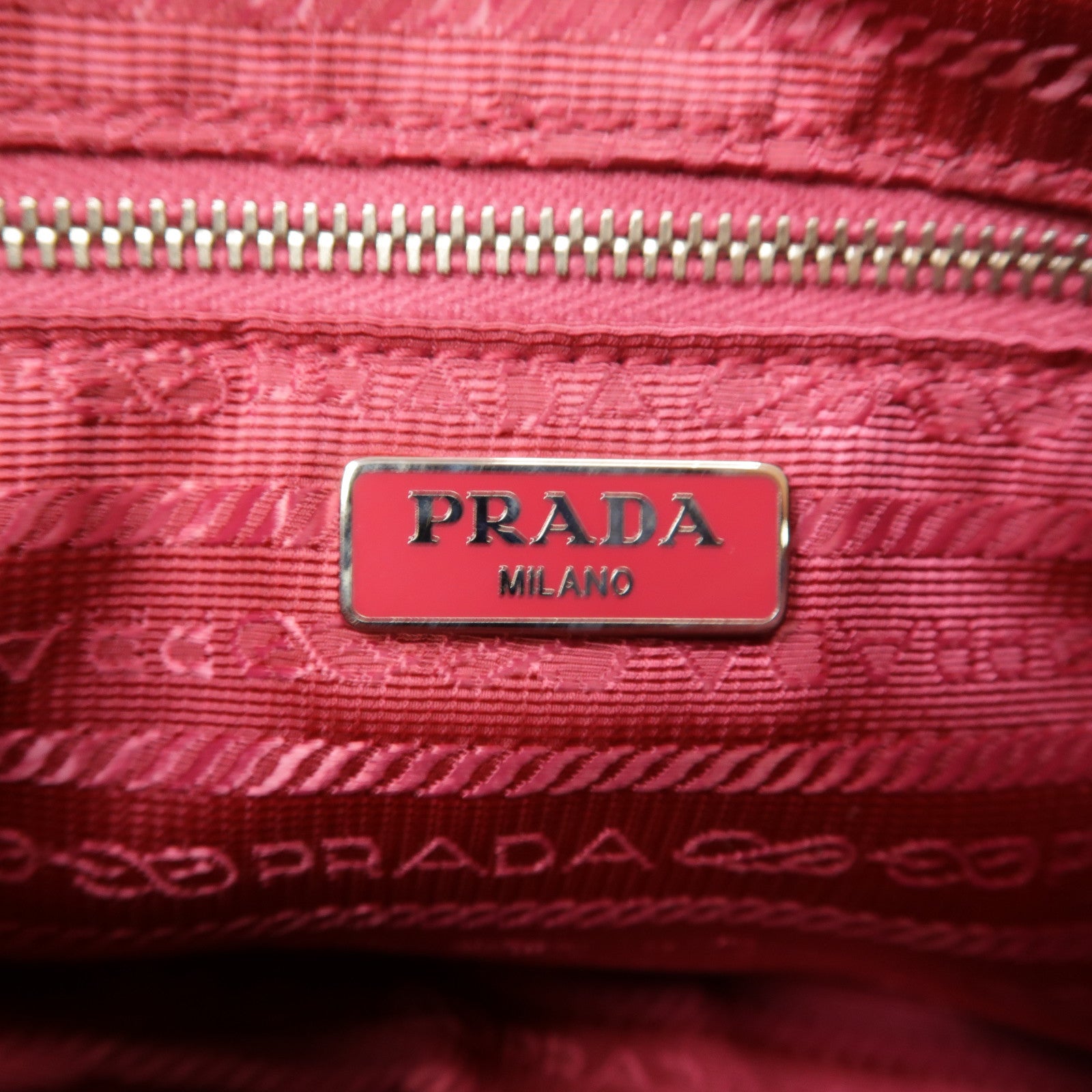 PRADA 尼龍Hand Bag銀扣手挽肩背兩用袋粉紅色