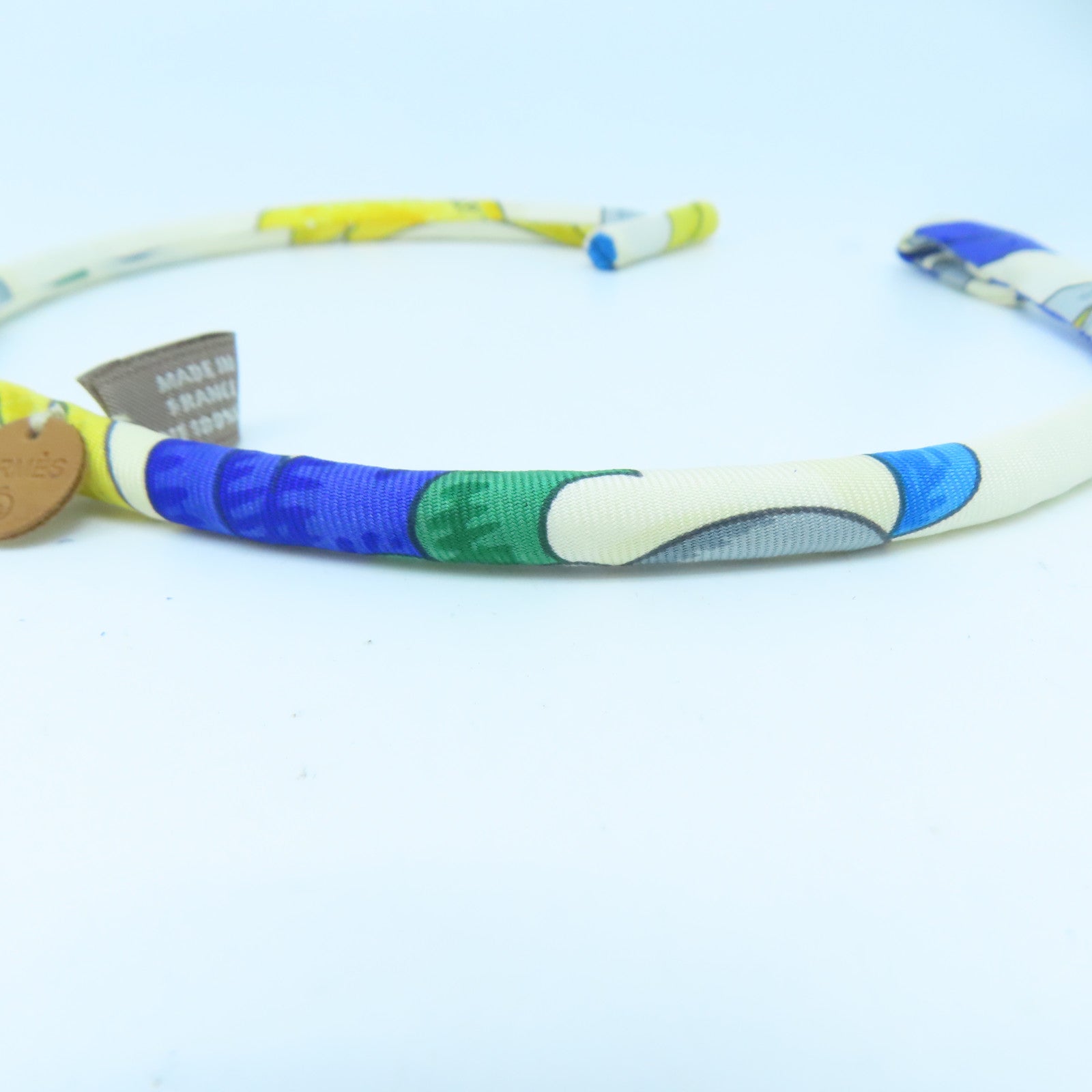 HERMES 【激減優惠】絲質Bracelet手鐲白色/藍色/黃色#16.5cm