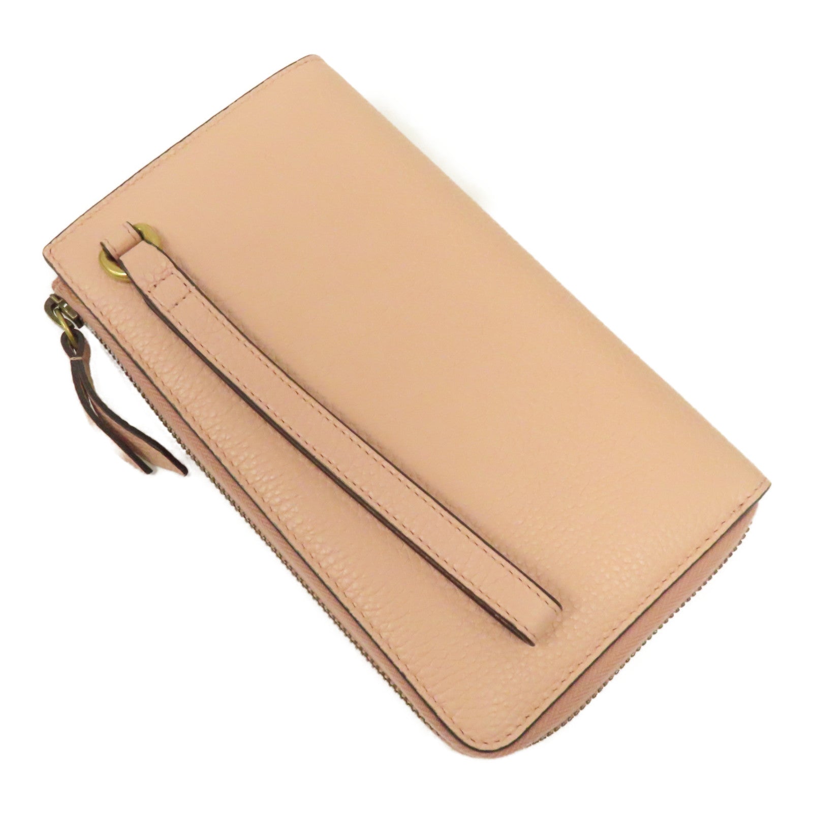 GUCCI 【激減優惠】牛皮皮革Blind For Lobe Wristlet Wallet金扣L形拉鍊長錢包粉紅色