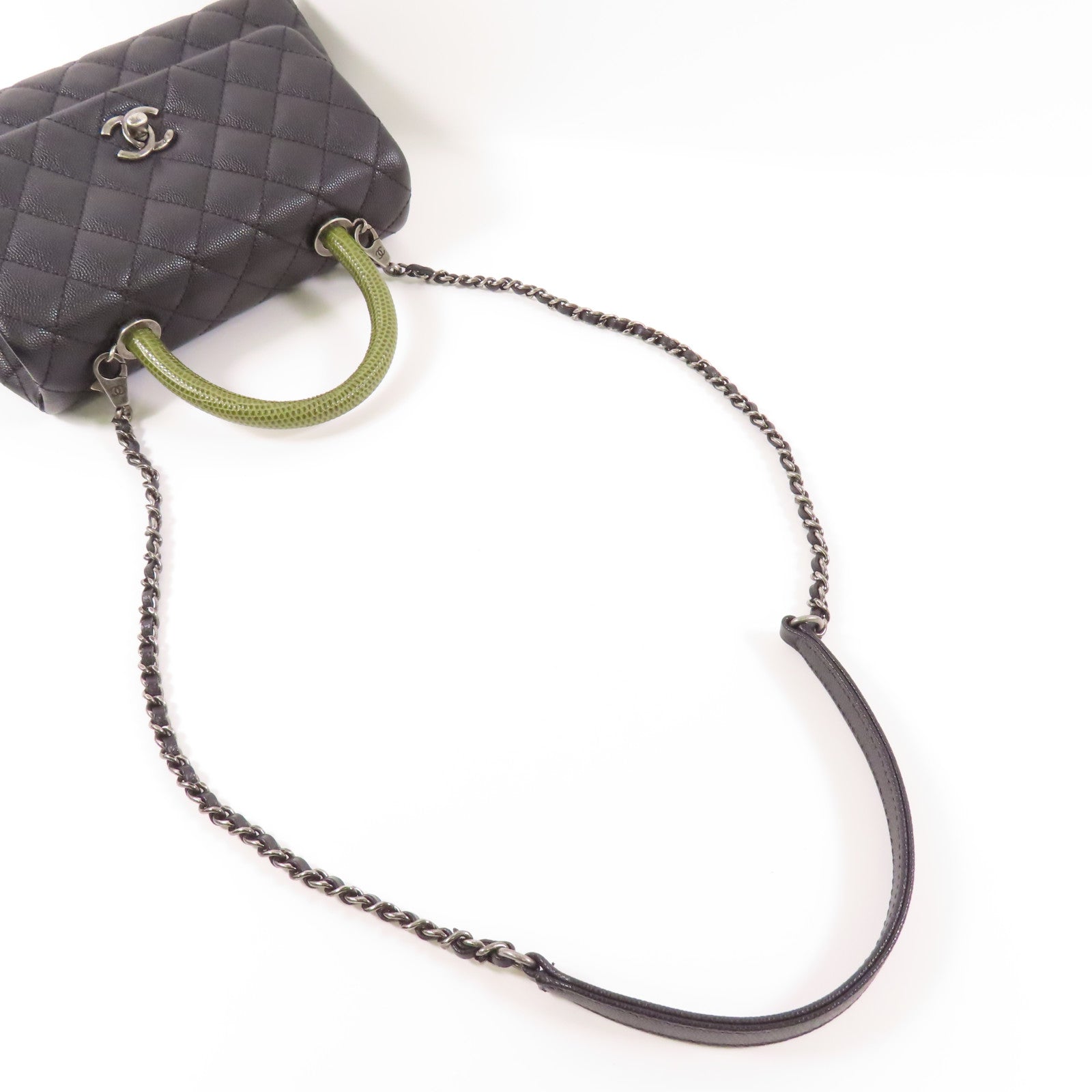 CHANEL 牛皮/蜥蝪皮革Coco Handle Small手挽肩背兩用袋