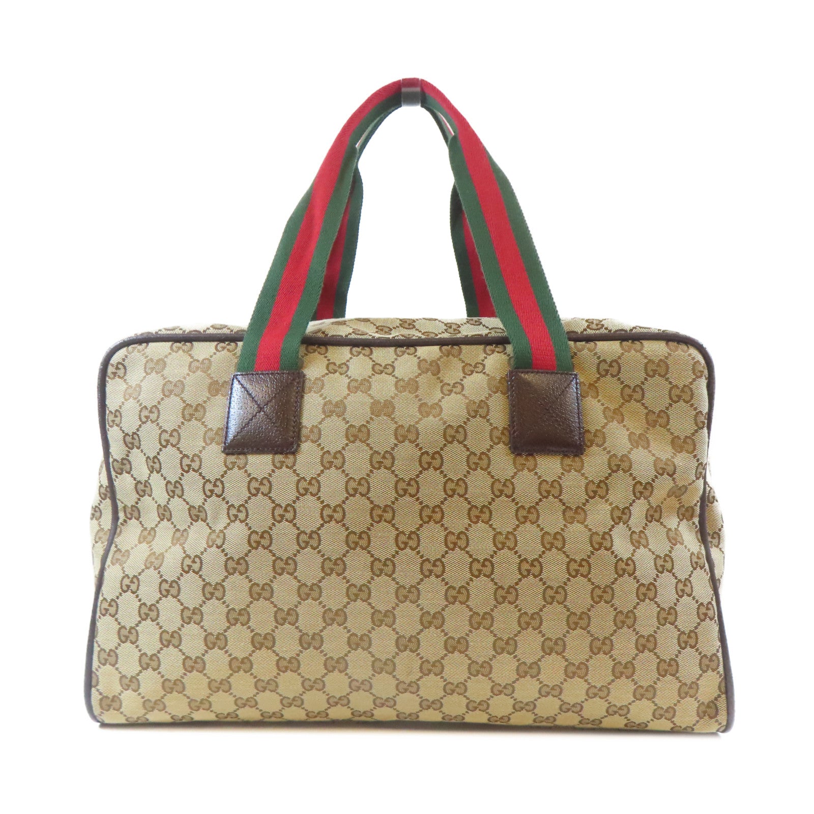 GUCCI 帆布Carry Bag銀扣手挽袋啡色