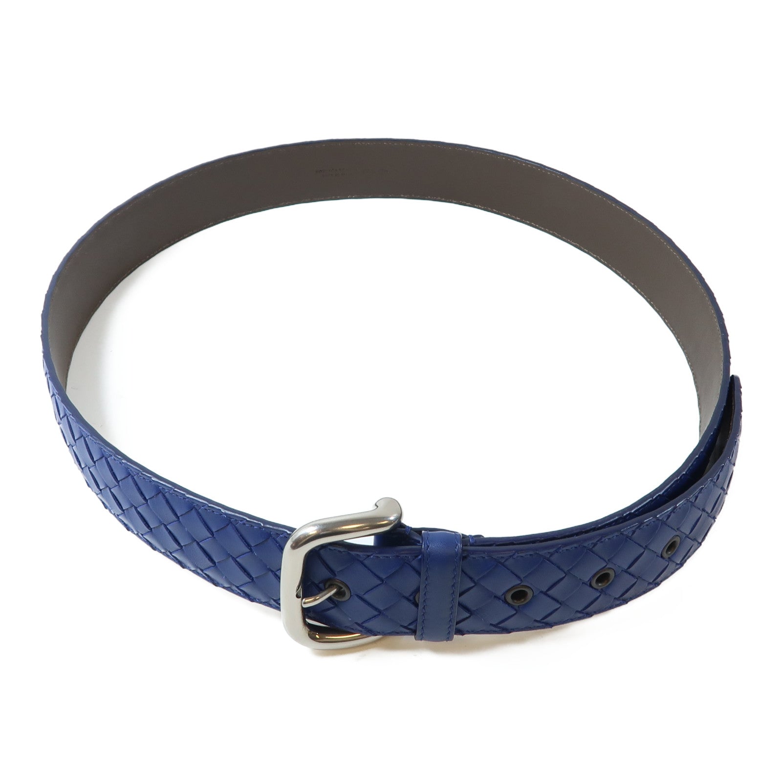 BOTTEGA VENETA 織紋皮革Belt銀扣皮帶藍色