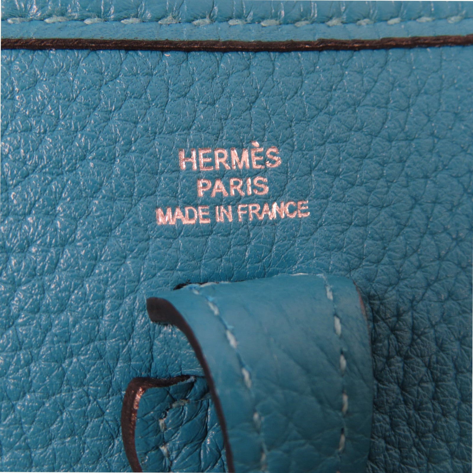 HERMES 【激減優惠】Clemence皮革Evelyne TPM銀扣肩背袋Turquoise/藍色