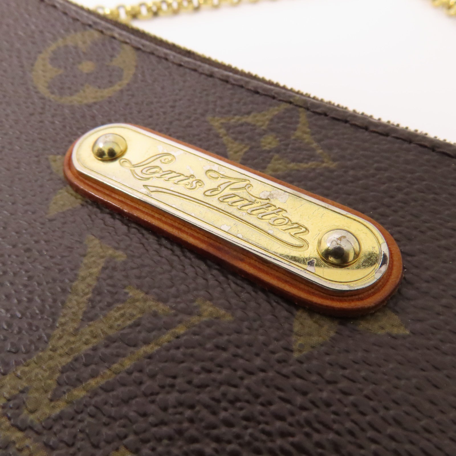 LOUIS VUITTON Monogram Eva金扣鏈帶肩背袋棕色