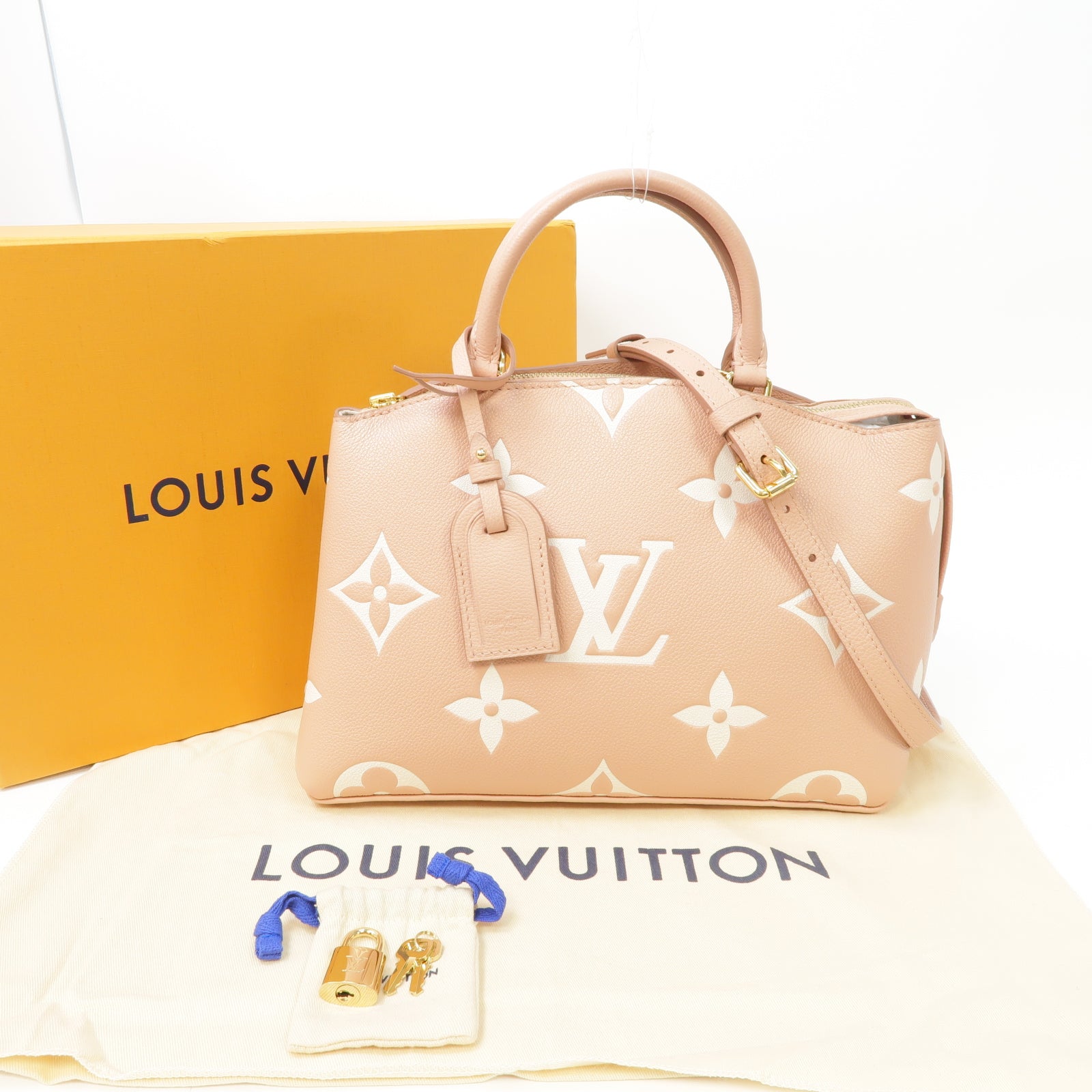 LOUIS VUITTON Monogram Empreinte Petit Palais金扣手挽肩背兩用袋粉紅色