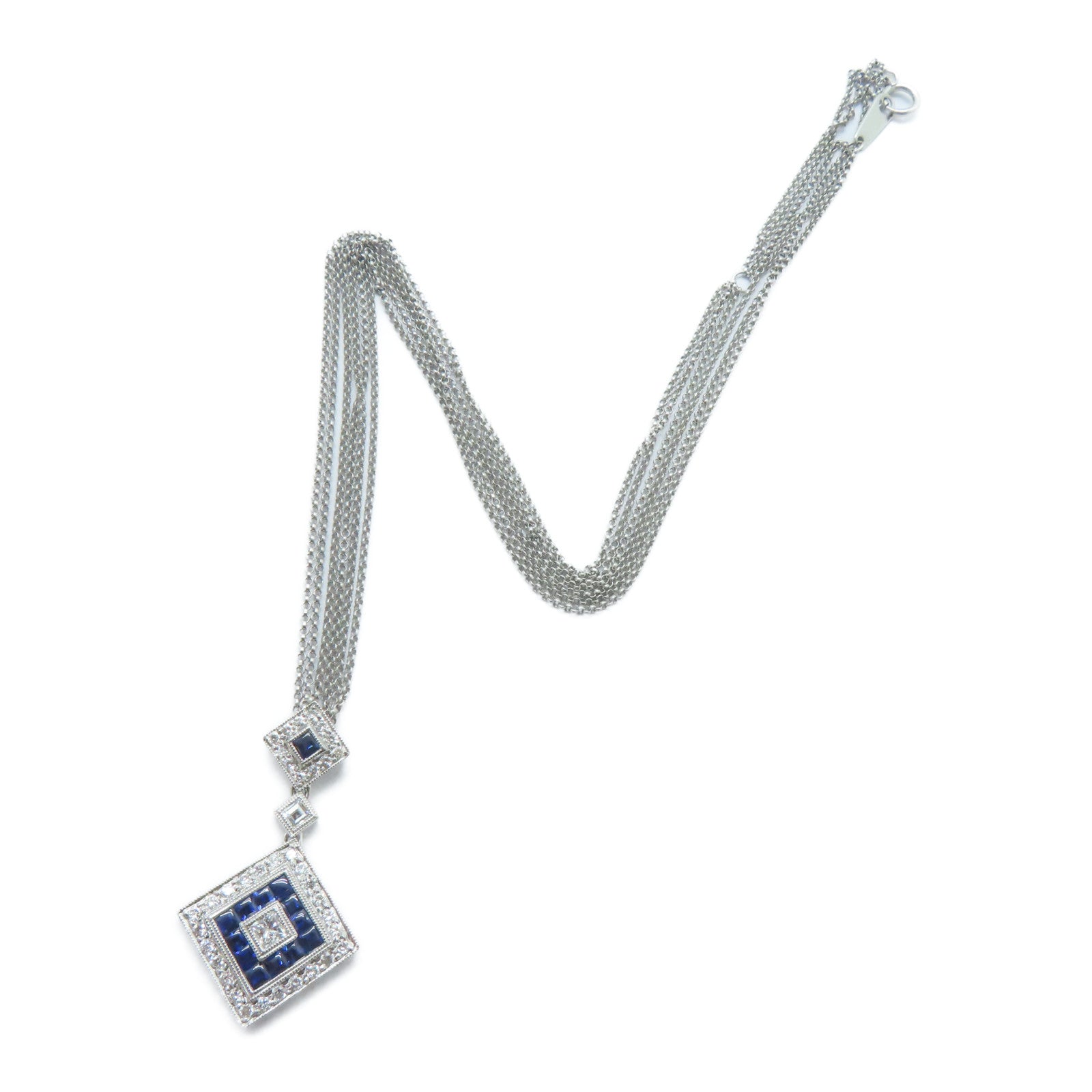 JEWELRY PT900鉑金/18K白金Sapphire Necklace 1.16ct藍寶石/0.63ct鑚石項鏈