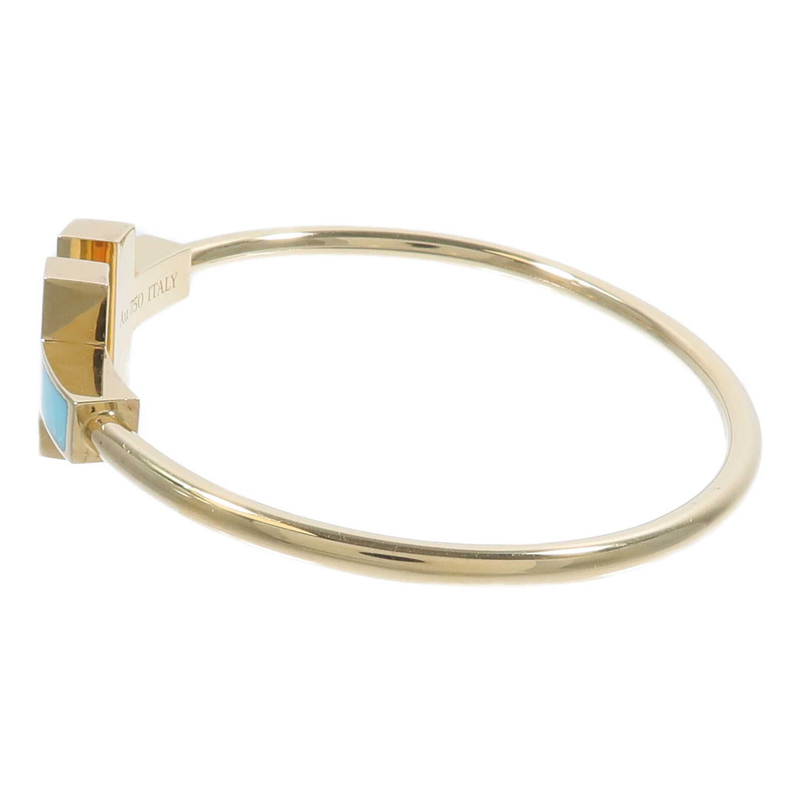 TIFFANY＆CO 18K黃金Turquoise T Wire Bracelet綠松石手鐲
